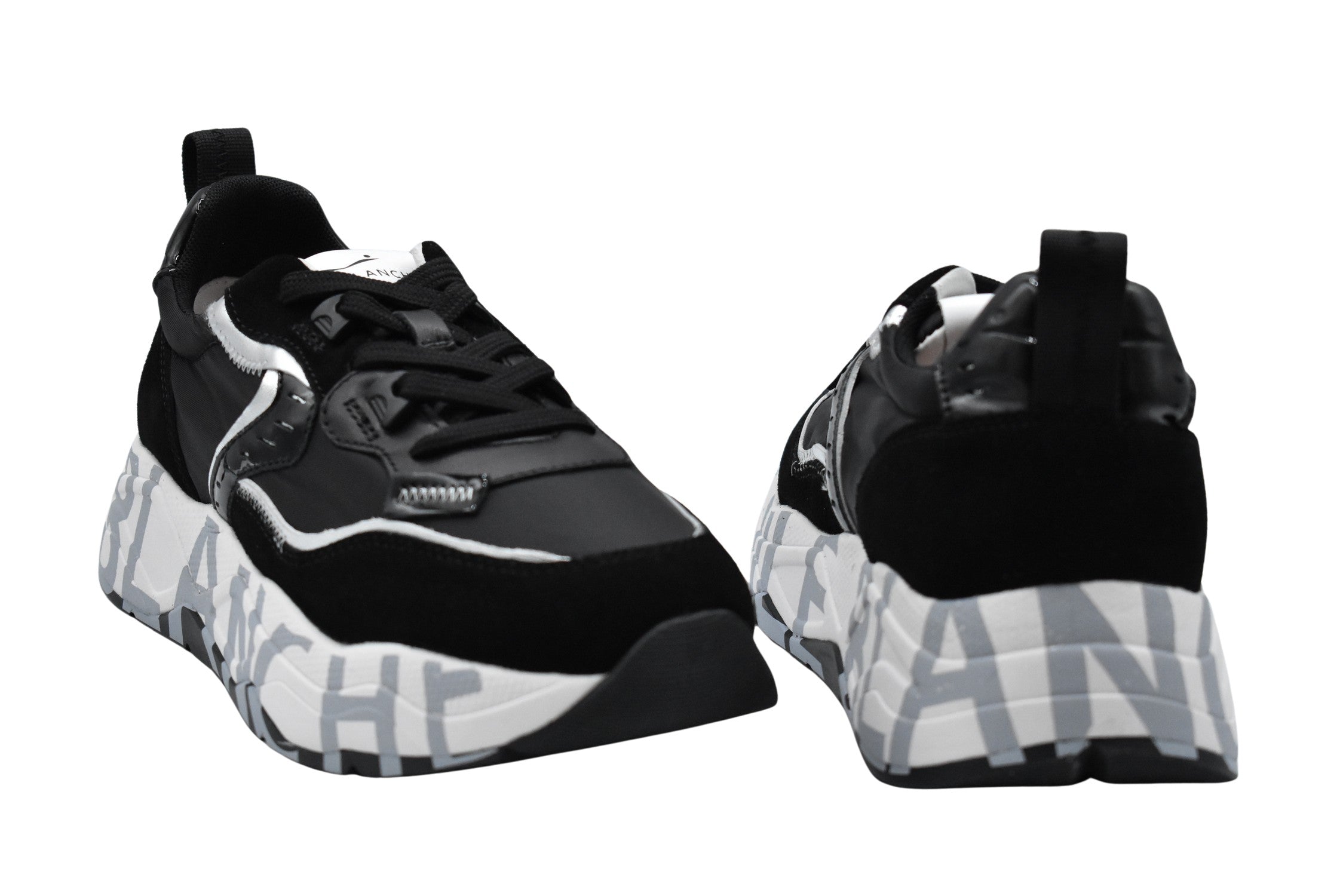 Black Platform Sneakers With Accents