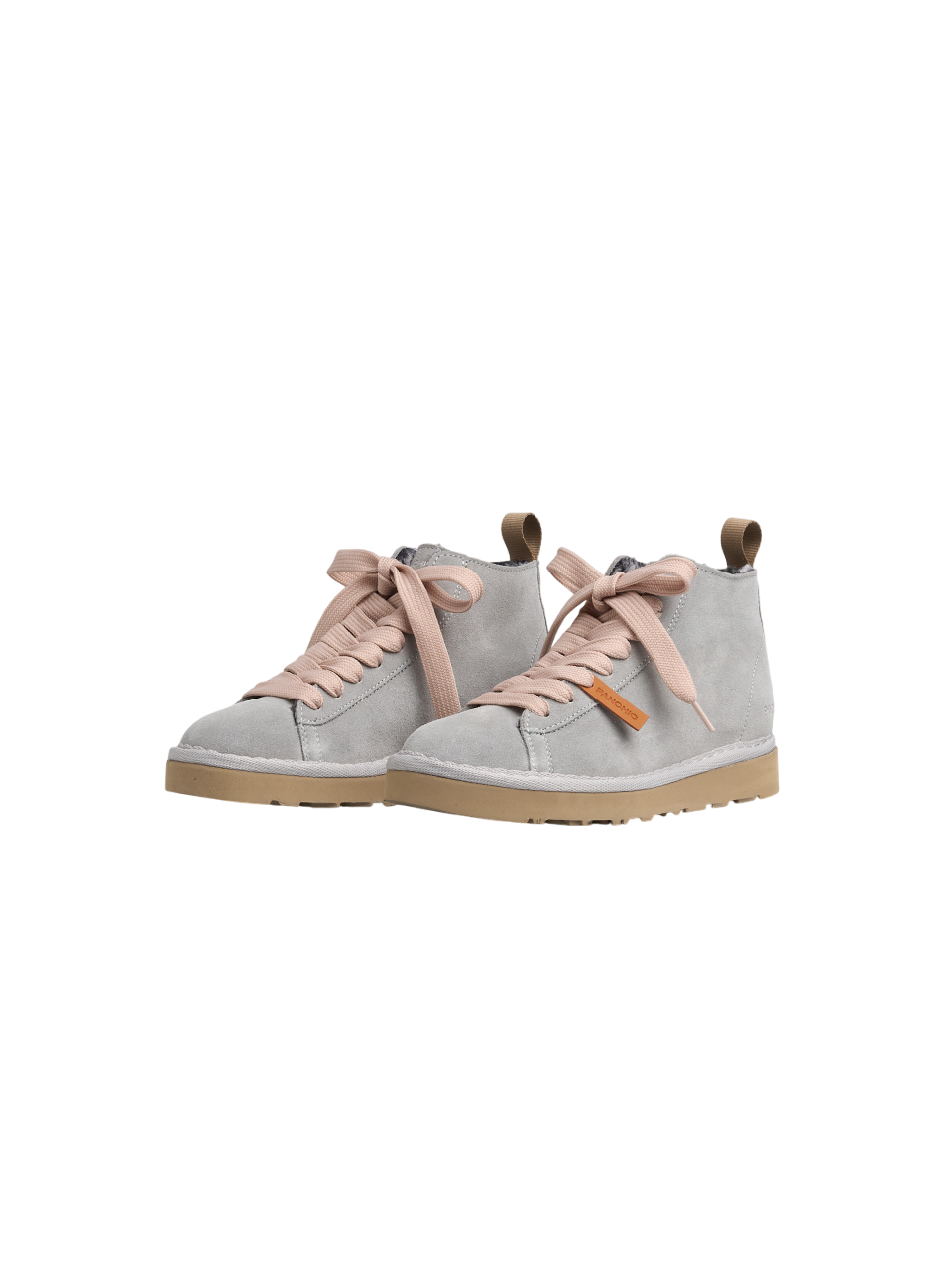 Light Grey Sneakers With Powder Pink Laces