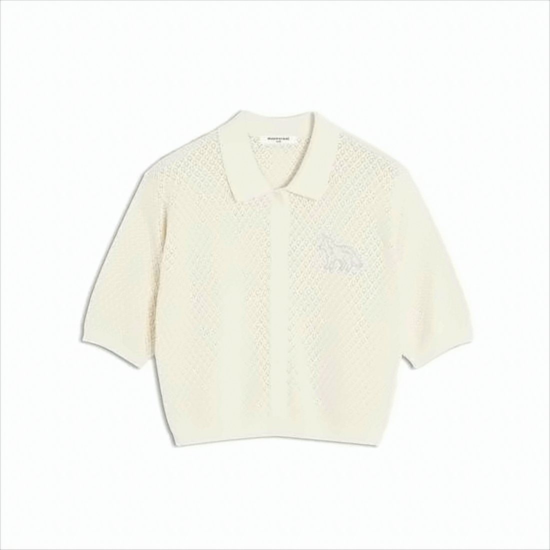 Short-Sleeved Cotton Cardigan with Open-Knit Design