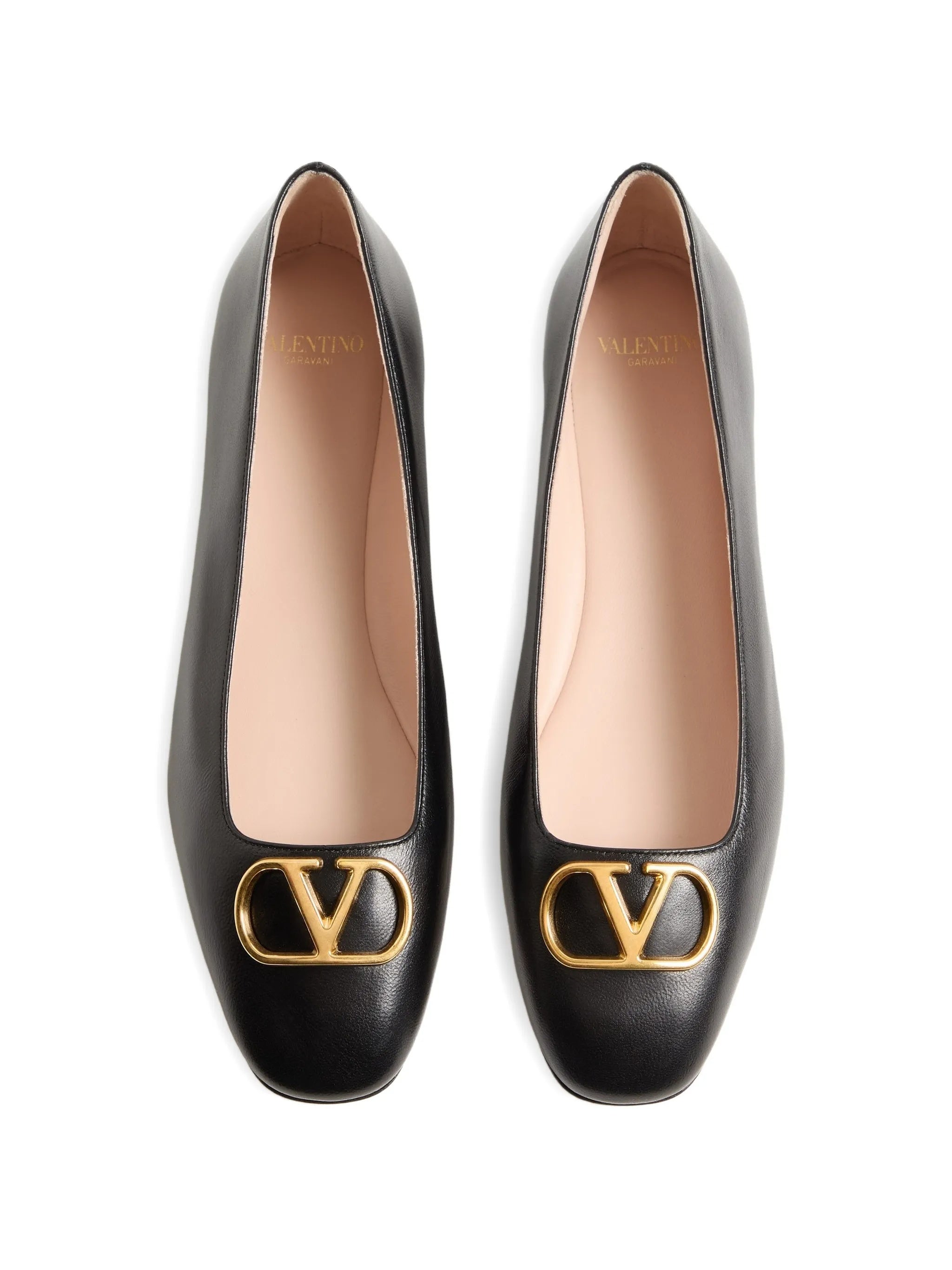 Black Vlogo Signature Pointed Toe Ballerinas