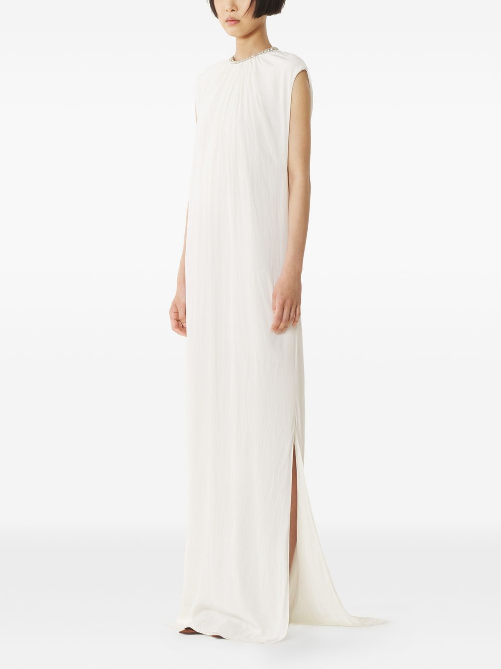 Sleeveless Maxi Dress With Embellished Collar