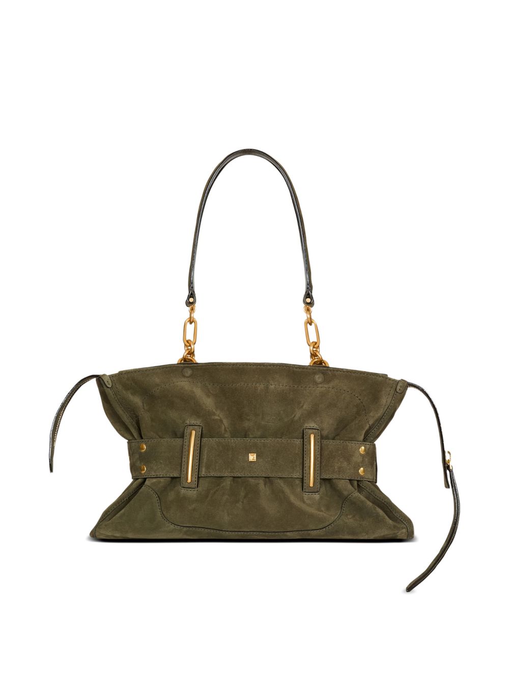 Structured Green Calf Suede Bag