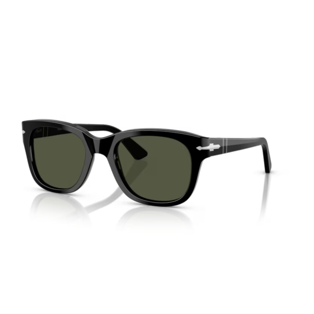 0po3372s Rectangular Black Acetate Sunglasses with Silver Arrow Detail