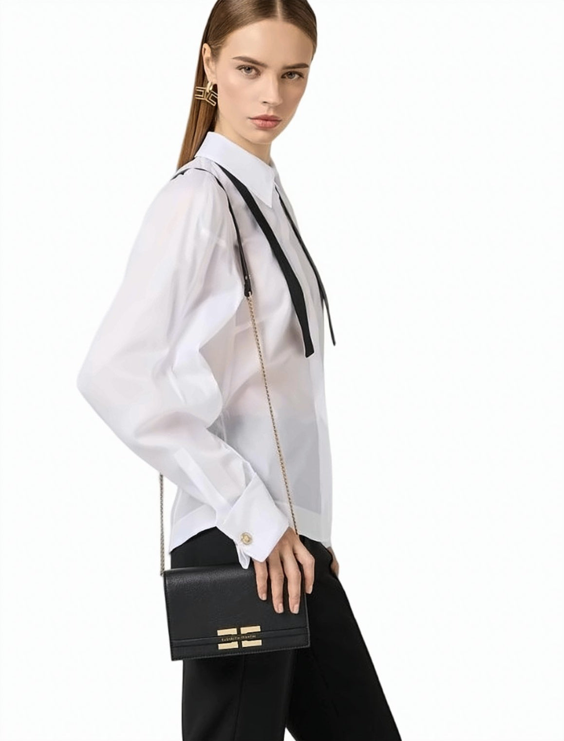 Leather Effect Chain Shoulder Bag