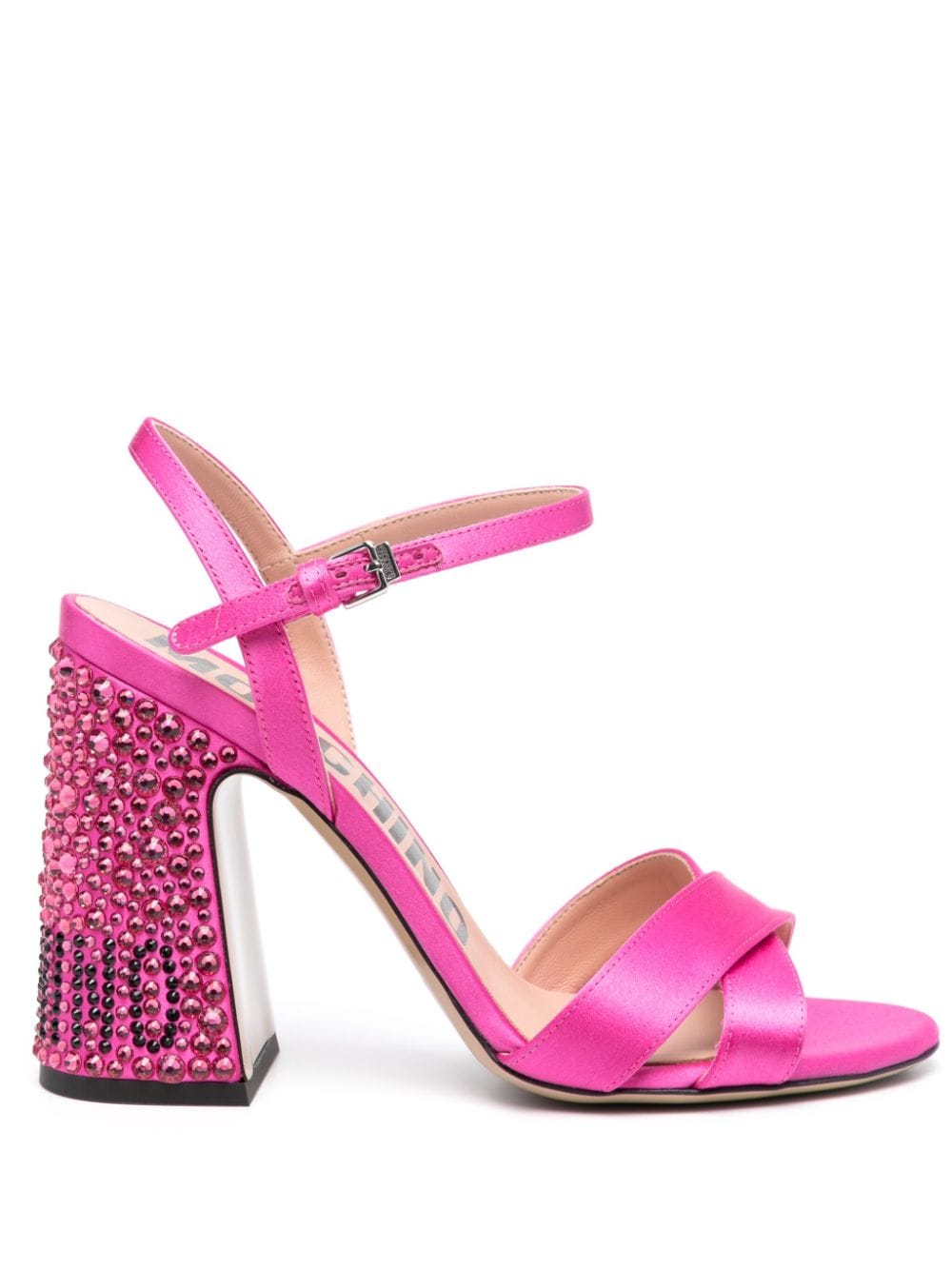 Fuchsia Satin Finish Cross-strap Sandals
