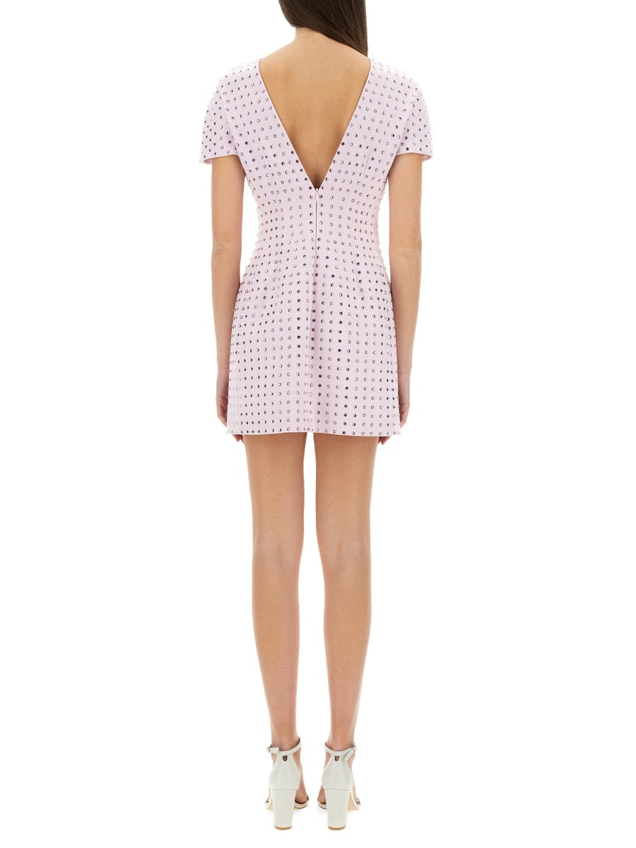 Fitted Mini Dress With Rhinestone Embellishments