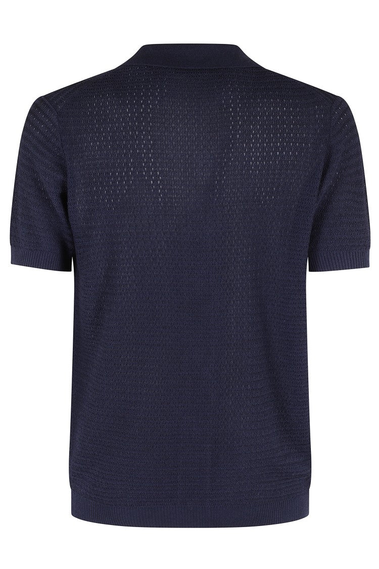 Short-Sleeved Shirt With Arabesque Pattern And Classic Collar