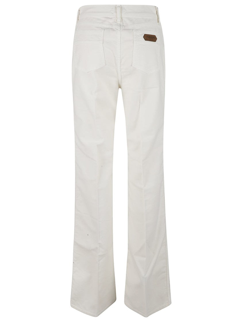 Flared Beige Trousers With Tailored Finish