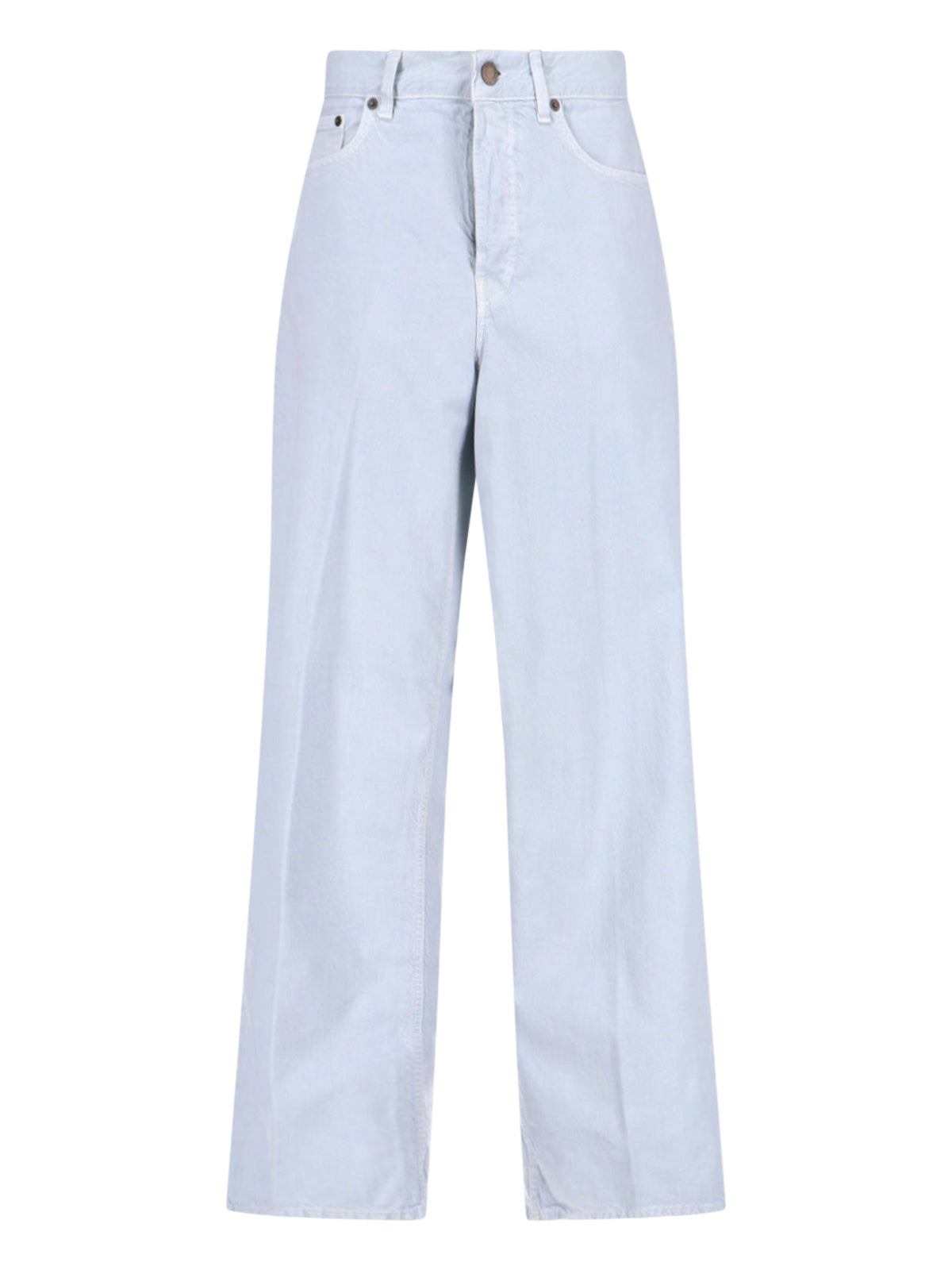 Wide-Leg Jeans In Cotton-Linen Blend With Mid-Rise Waist
