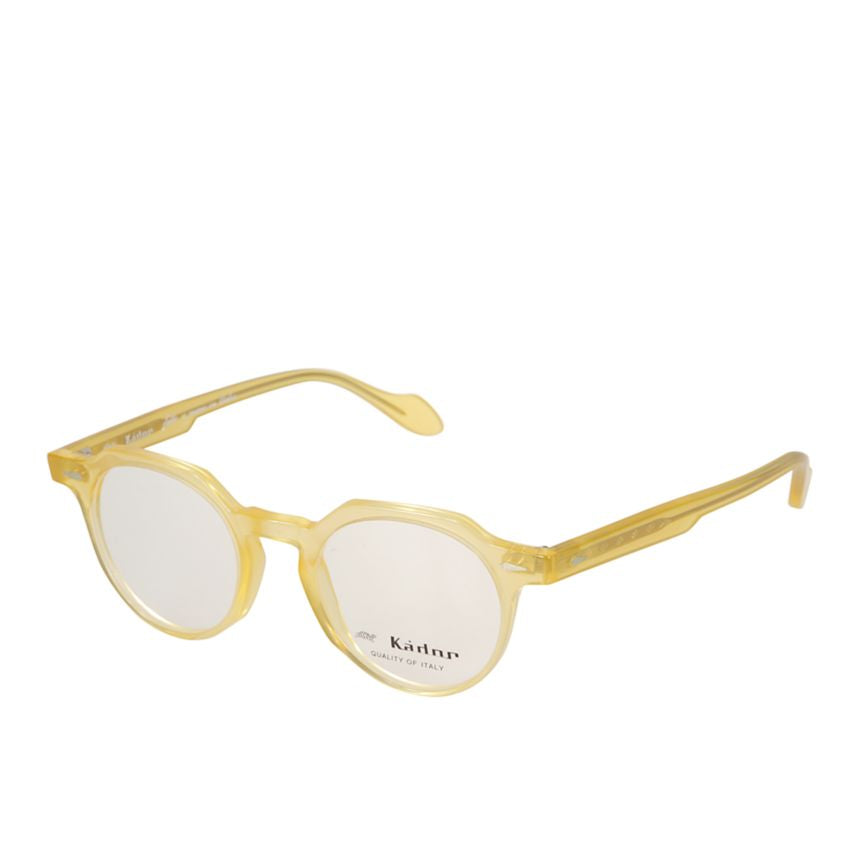 Amadeus Translucent Yellow Rounded Sunglasses with Keyhole Bridge