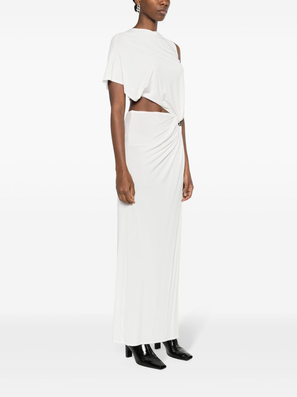 Heritage White Stretch-Jersey Crepe Asymmetric Dress