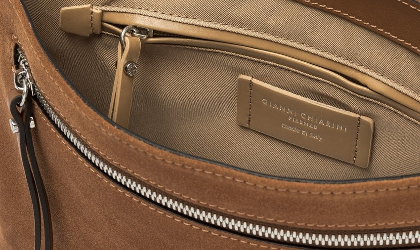 Suede Handbag with Convertible Strap