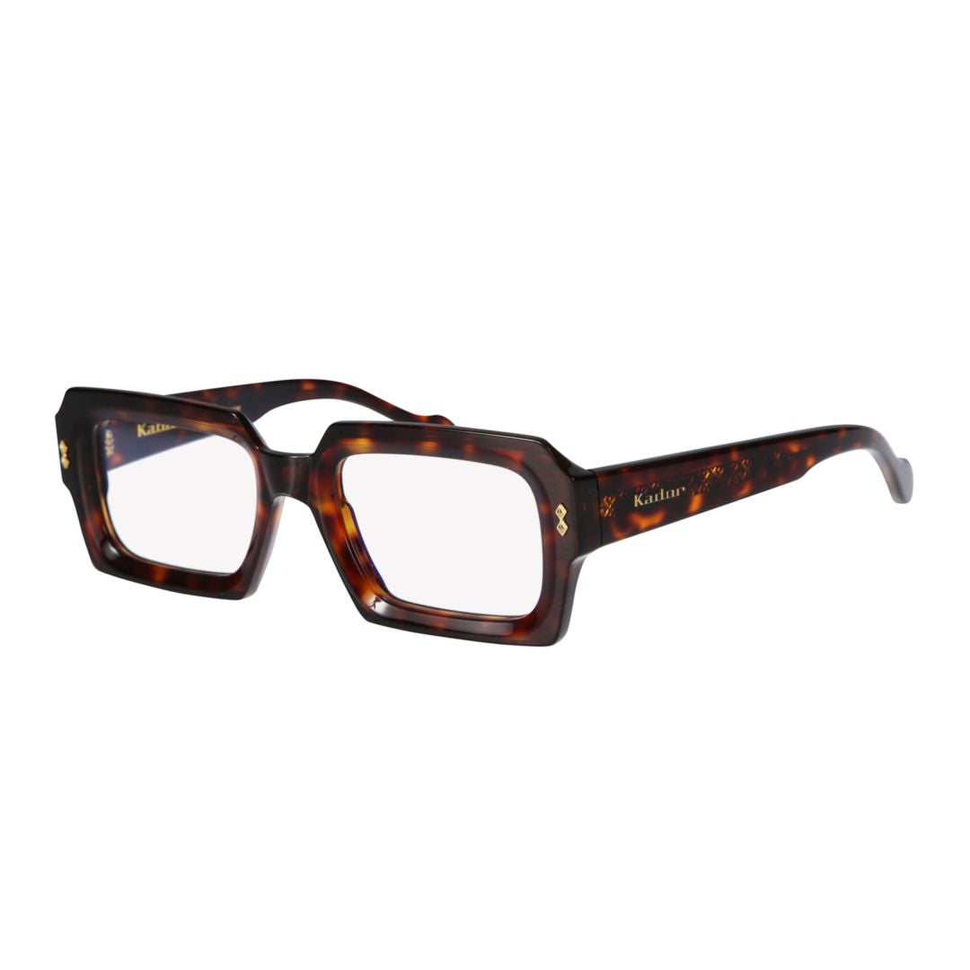 Evy Glamour Rectangular Tortoiseshell Frame Eyeglasses with Gold Accents