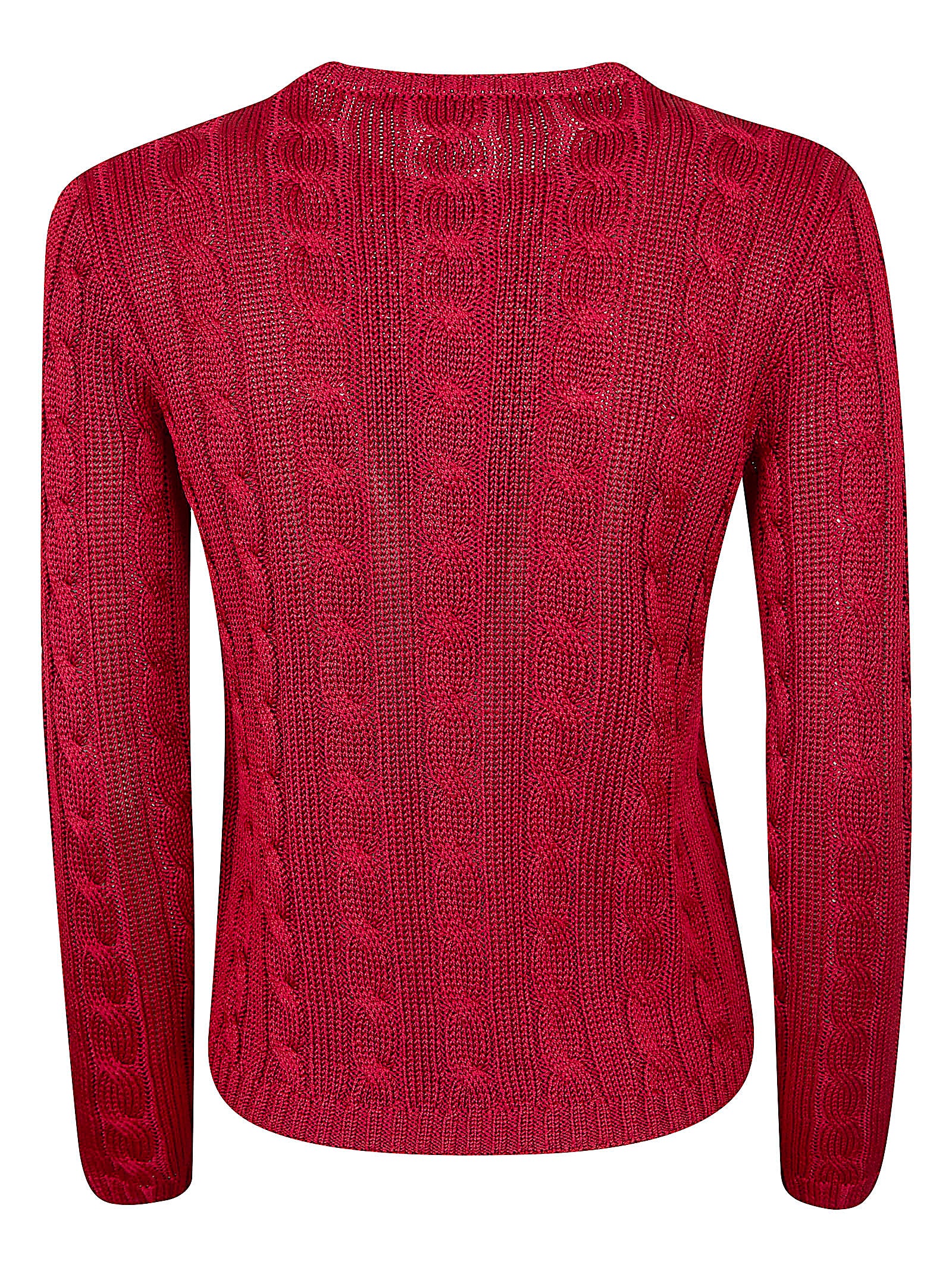 Cable Knit Silk Sweater with Crew Neckline