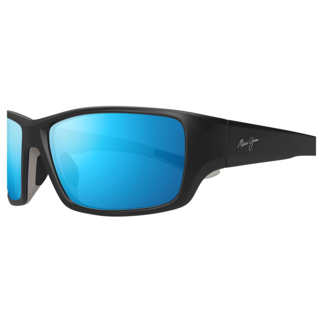 Local Kine Matte Black Rectangular Sunglasses with Blue Mirrored Lenses