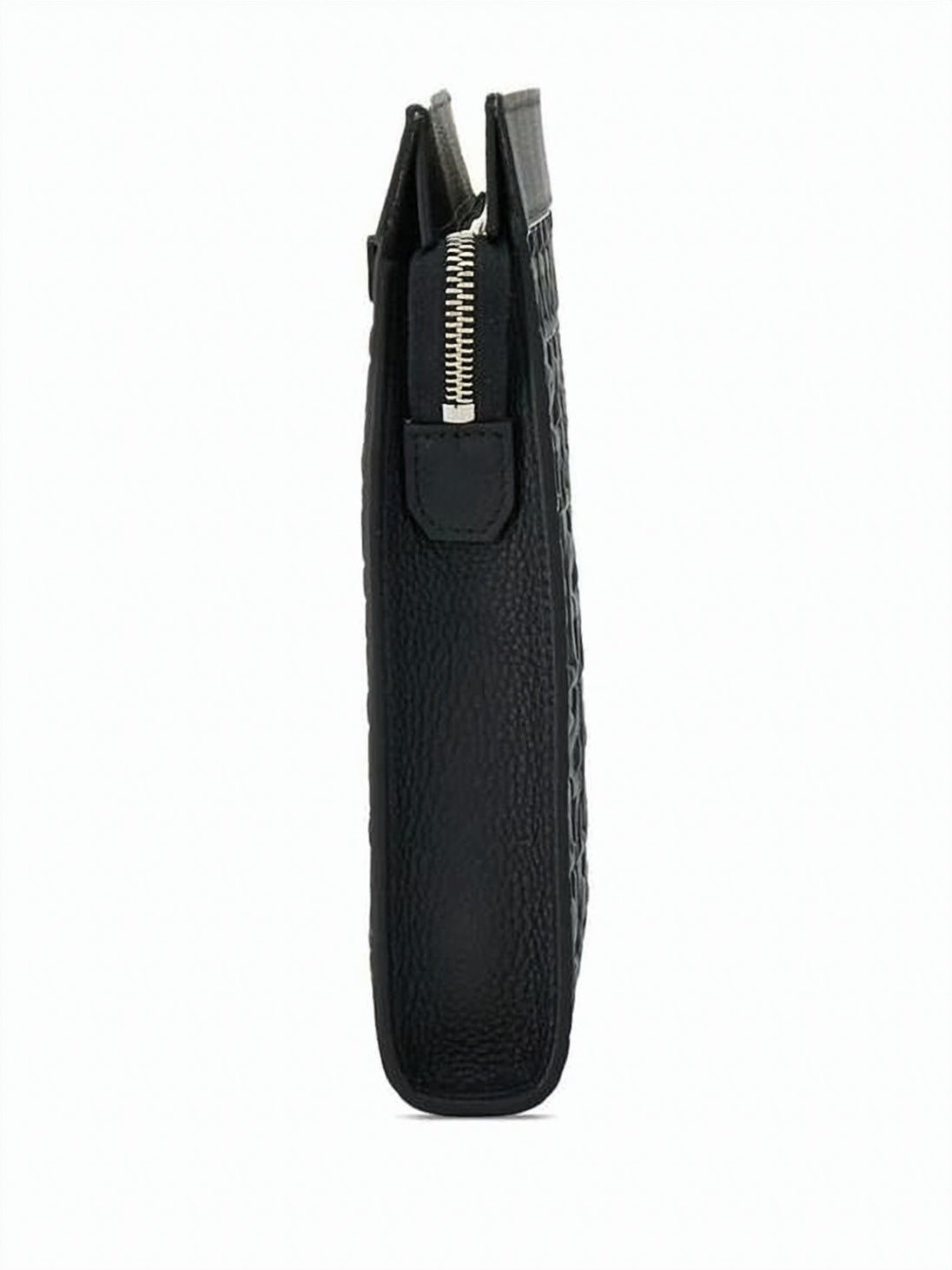 Rectangular Calf Leather Clutch with Embossed Surface