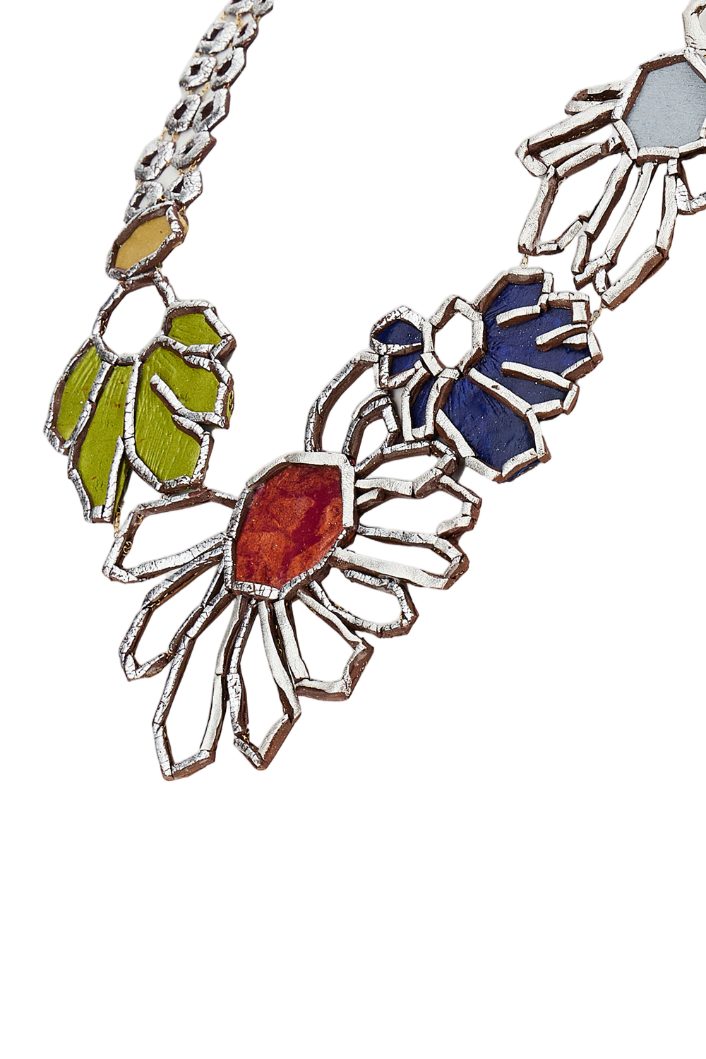 Handmade Necklace With Geometric Silver Accents