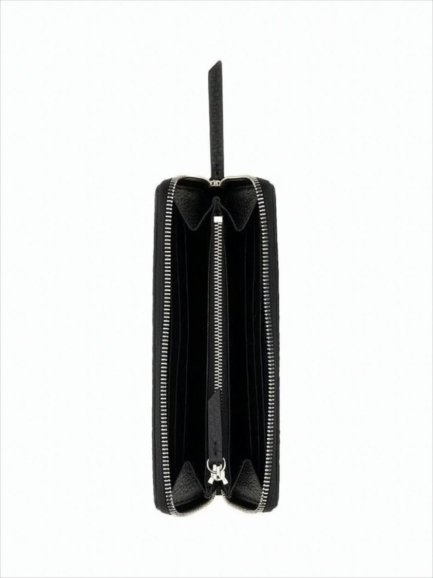 Textured Calf Leather Long Wallet With Zip-Around Closure
