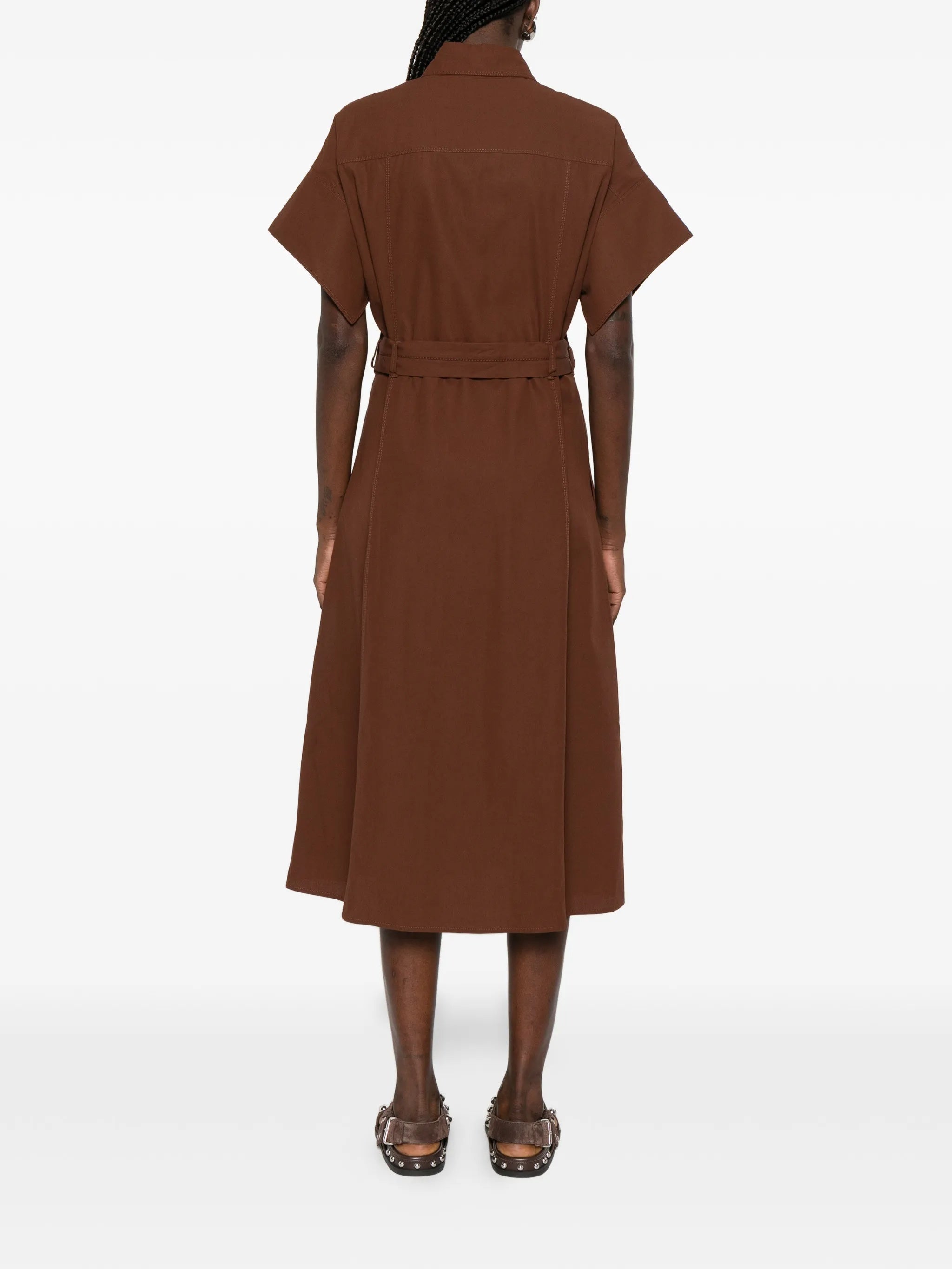 Alesha Midi Wide-Sleeve Fabric Dress