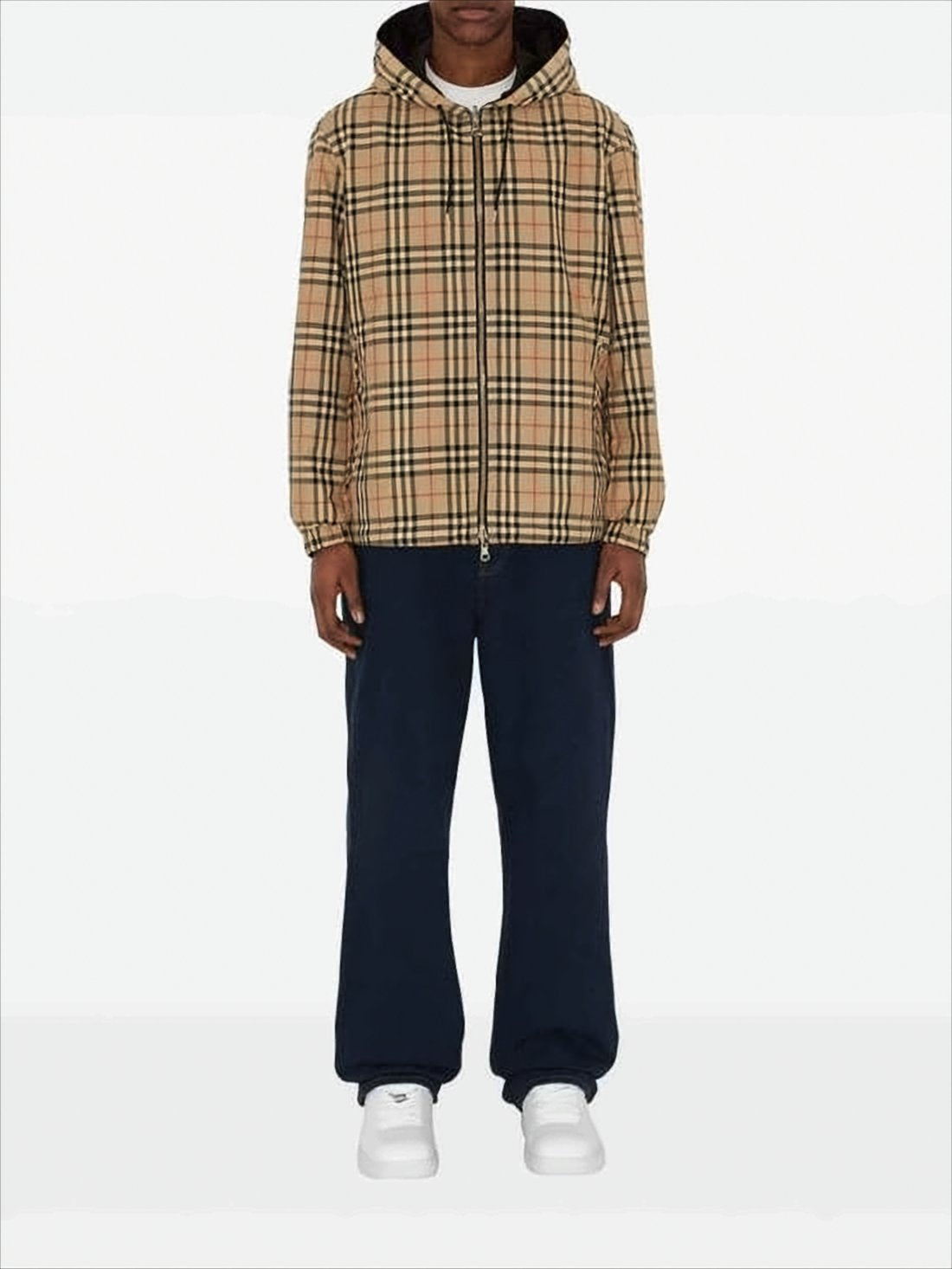 Reversible Check and Solid Hooded Jacket