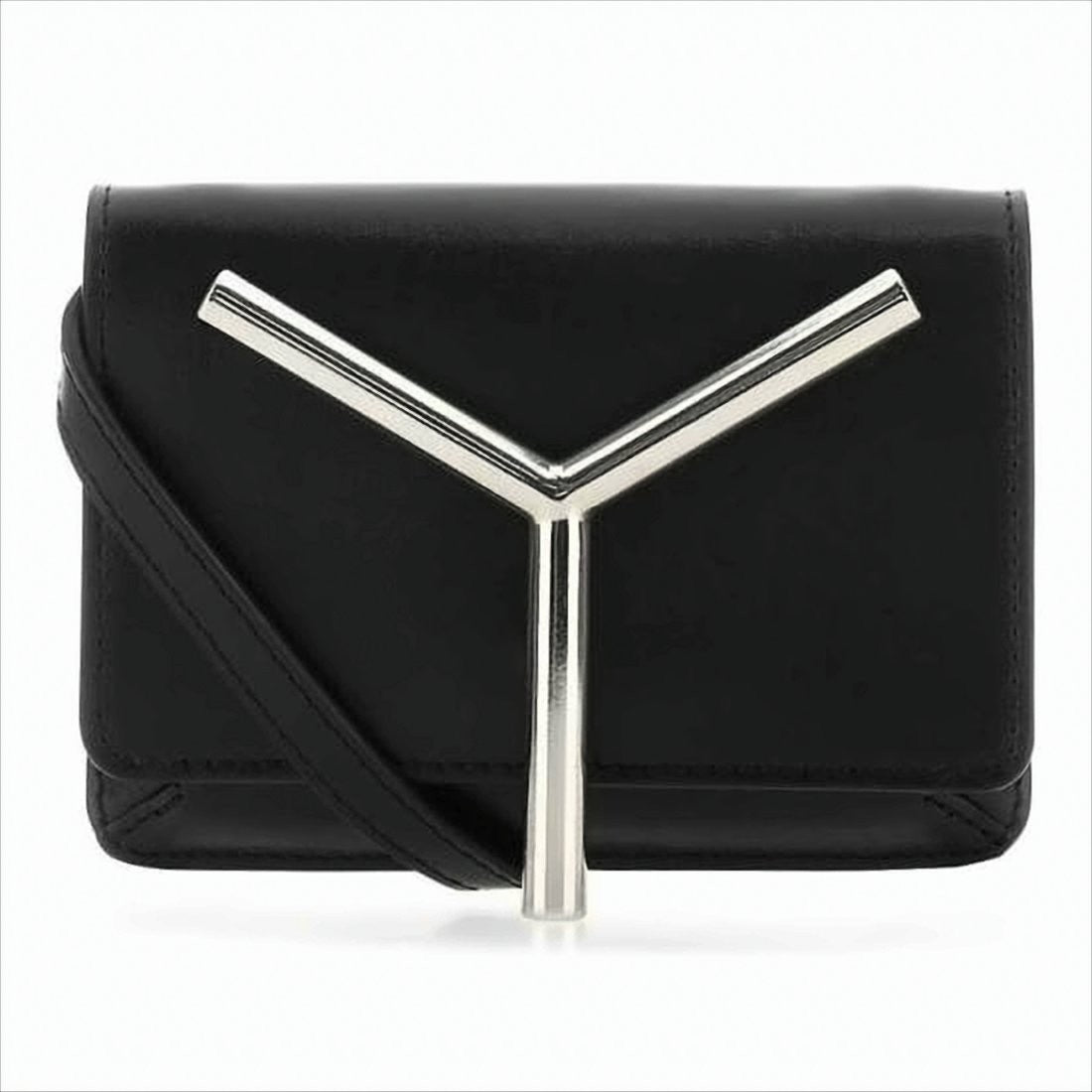 Structured Black Leather Crossbody Bag
