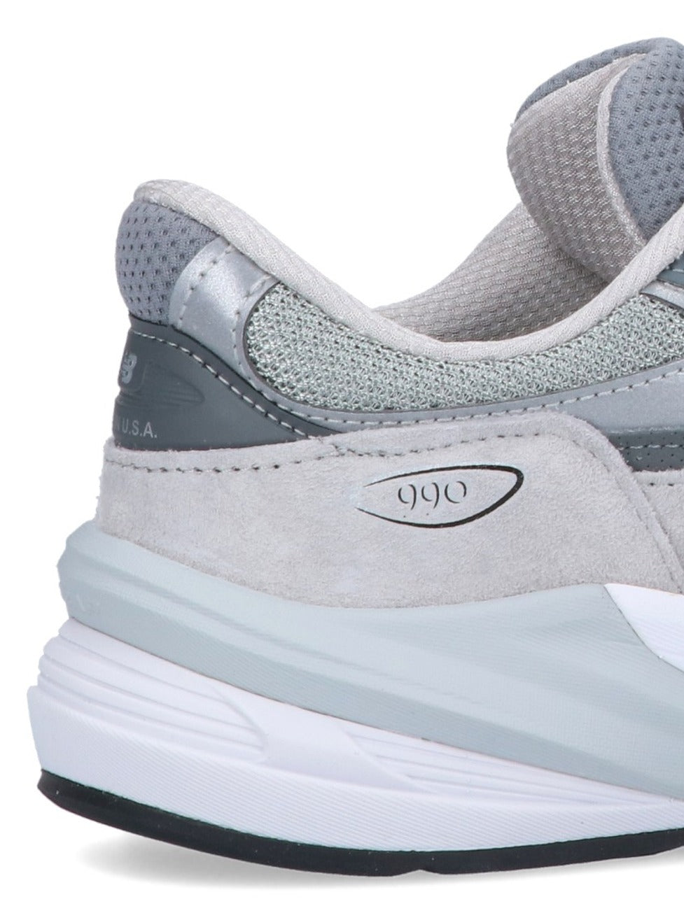 Tonal Grey Leather And Mesh Sneakers