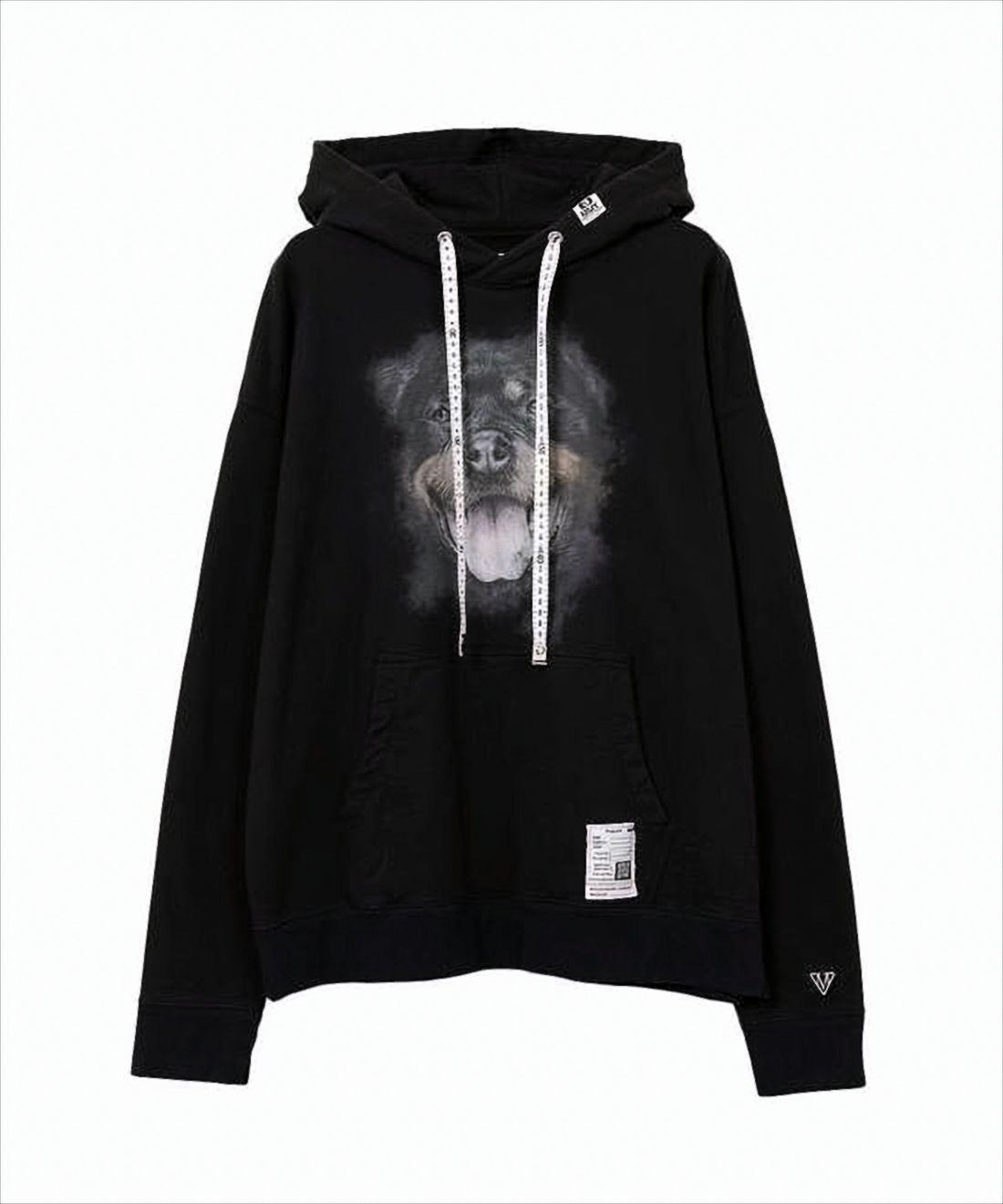 Graphic Black Hooded Sweatshirt with Dog Motif