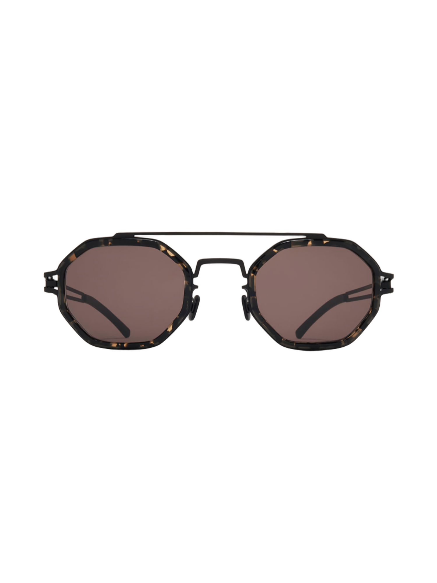 Octagonal Metal Sunglasses With Tortoiseshell Accents