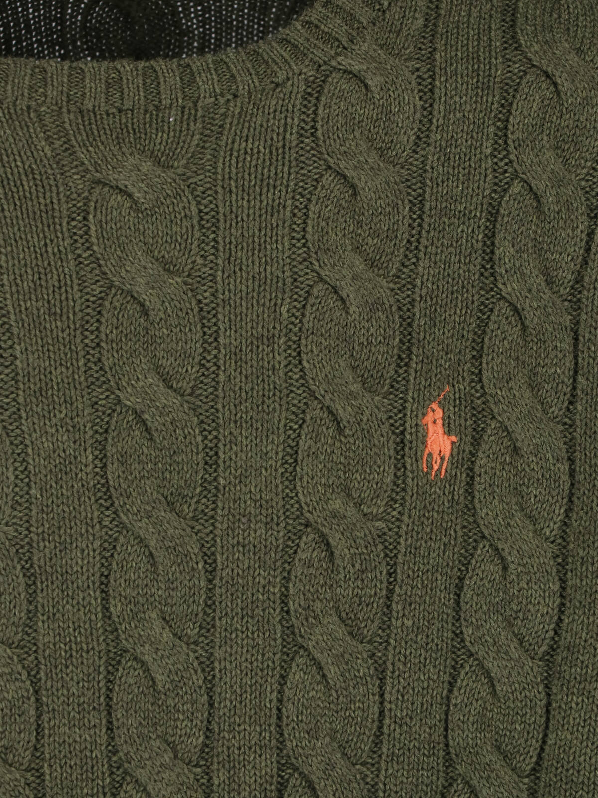 Green Cable Knit Logo Cotton Sweater