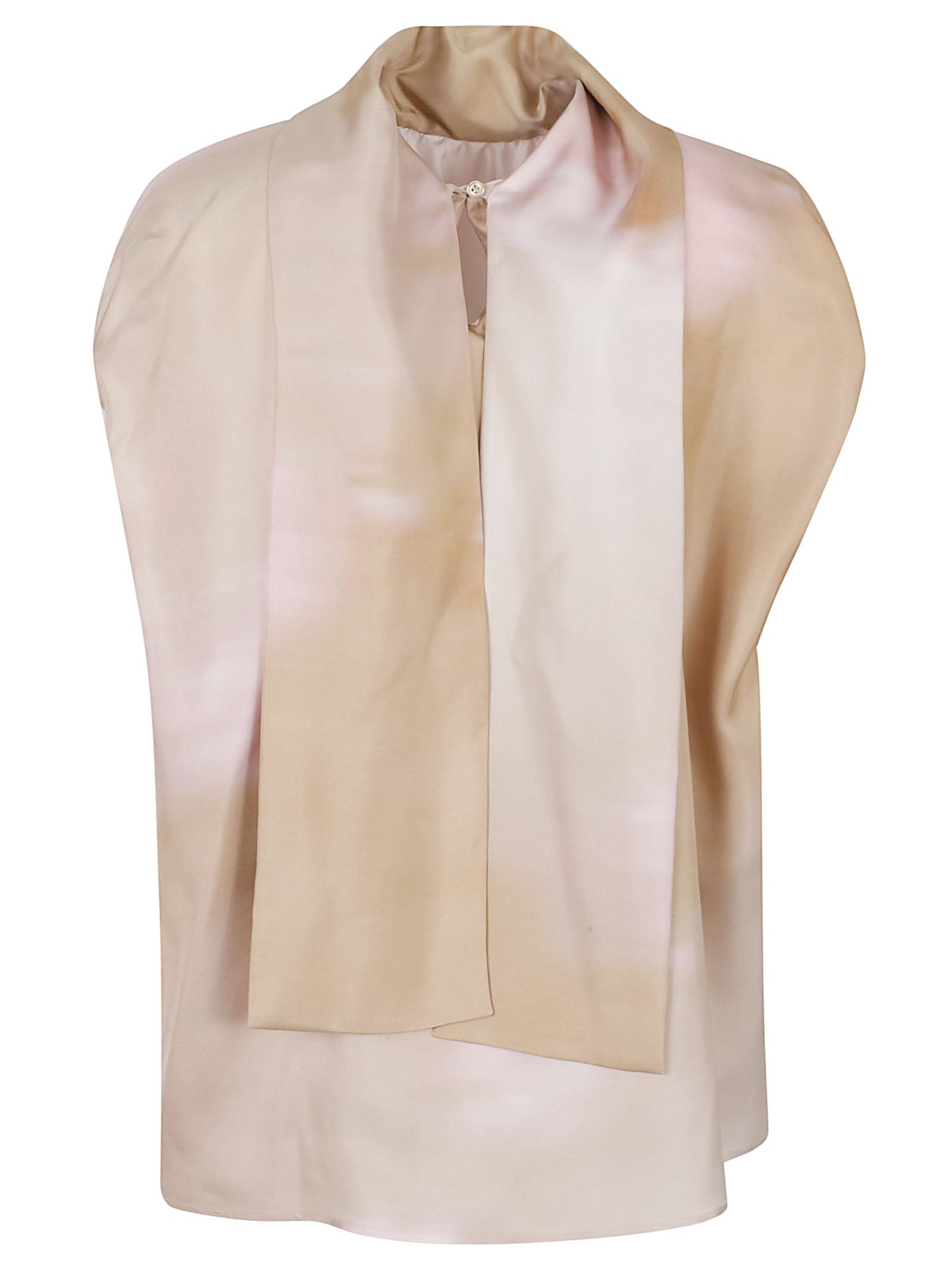 Silk Twill Top With Abstract Floral Print