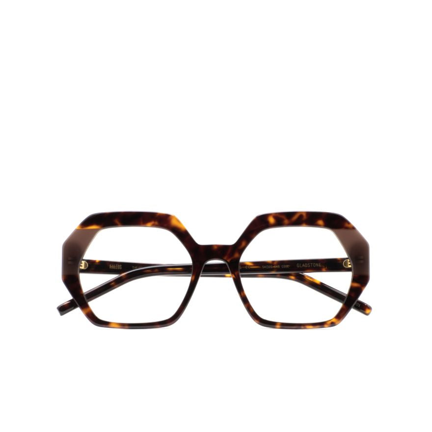 Gladstone Octagonal Tortoiseshell-Patterned Eyeglasses with Bold Geometric Frame