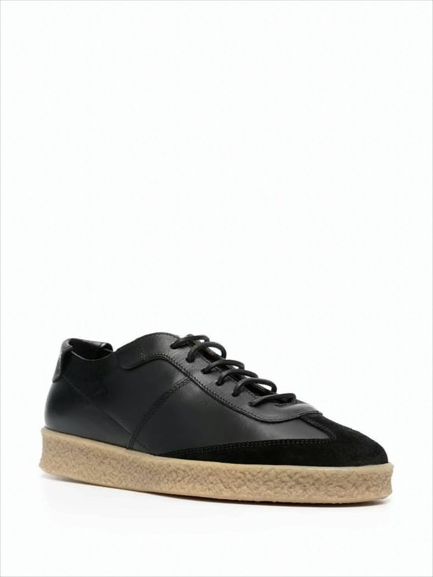 Low-Top Black Leather And Suede Sneakers