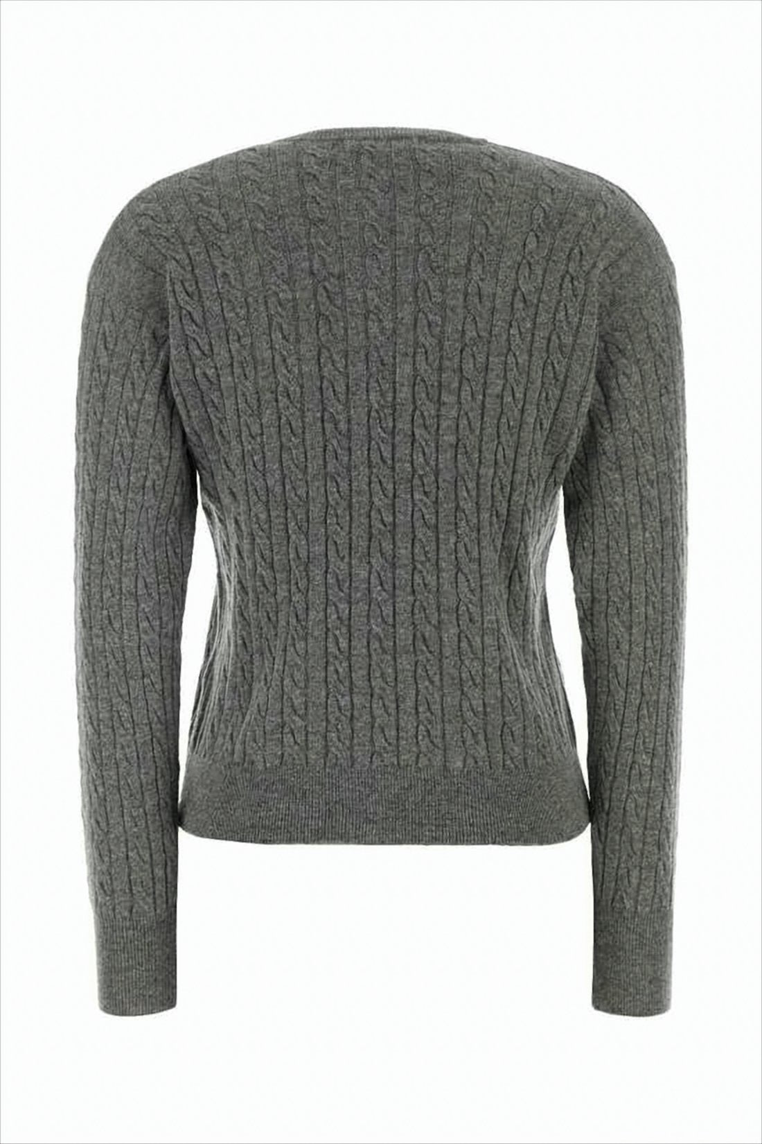 Cable Knit Cardigan With Ribbed Hem