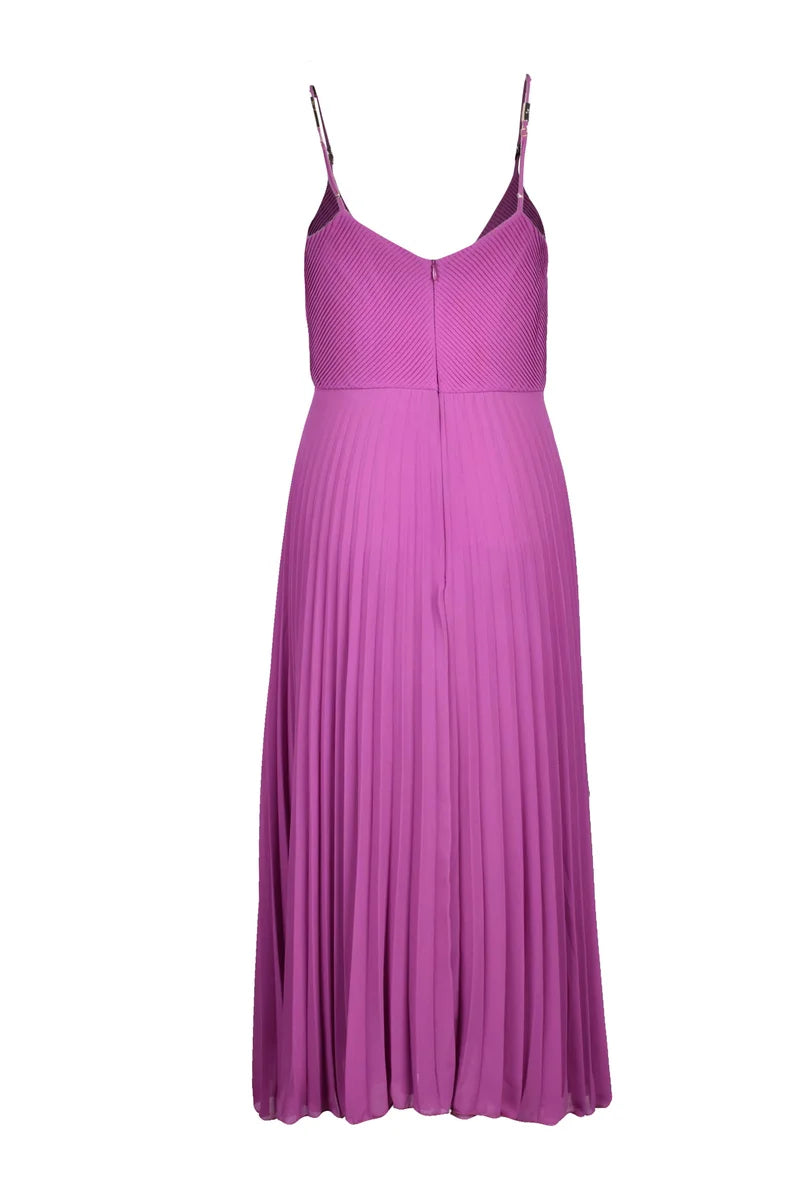 Long Purple Pleated Dress