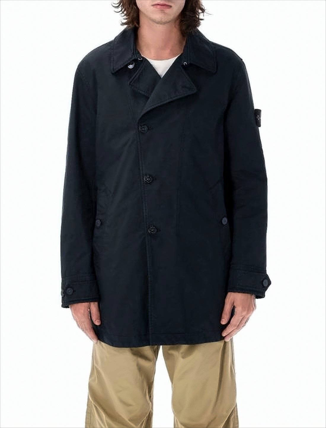 Double-Breasted Padded Jacket with Button Closures