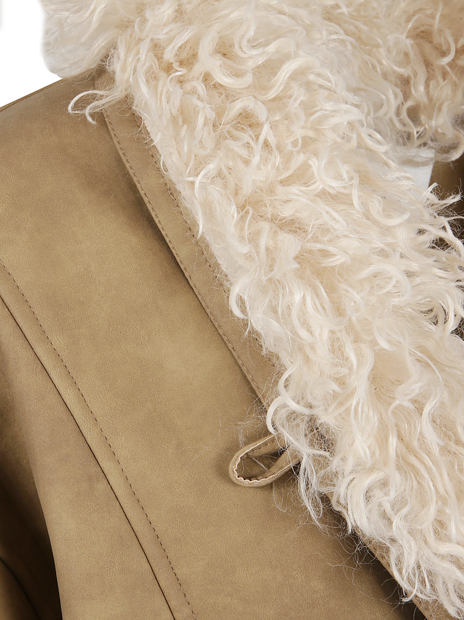 Shearling Effect Midi Coat