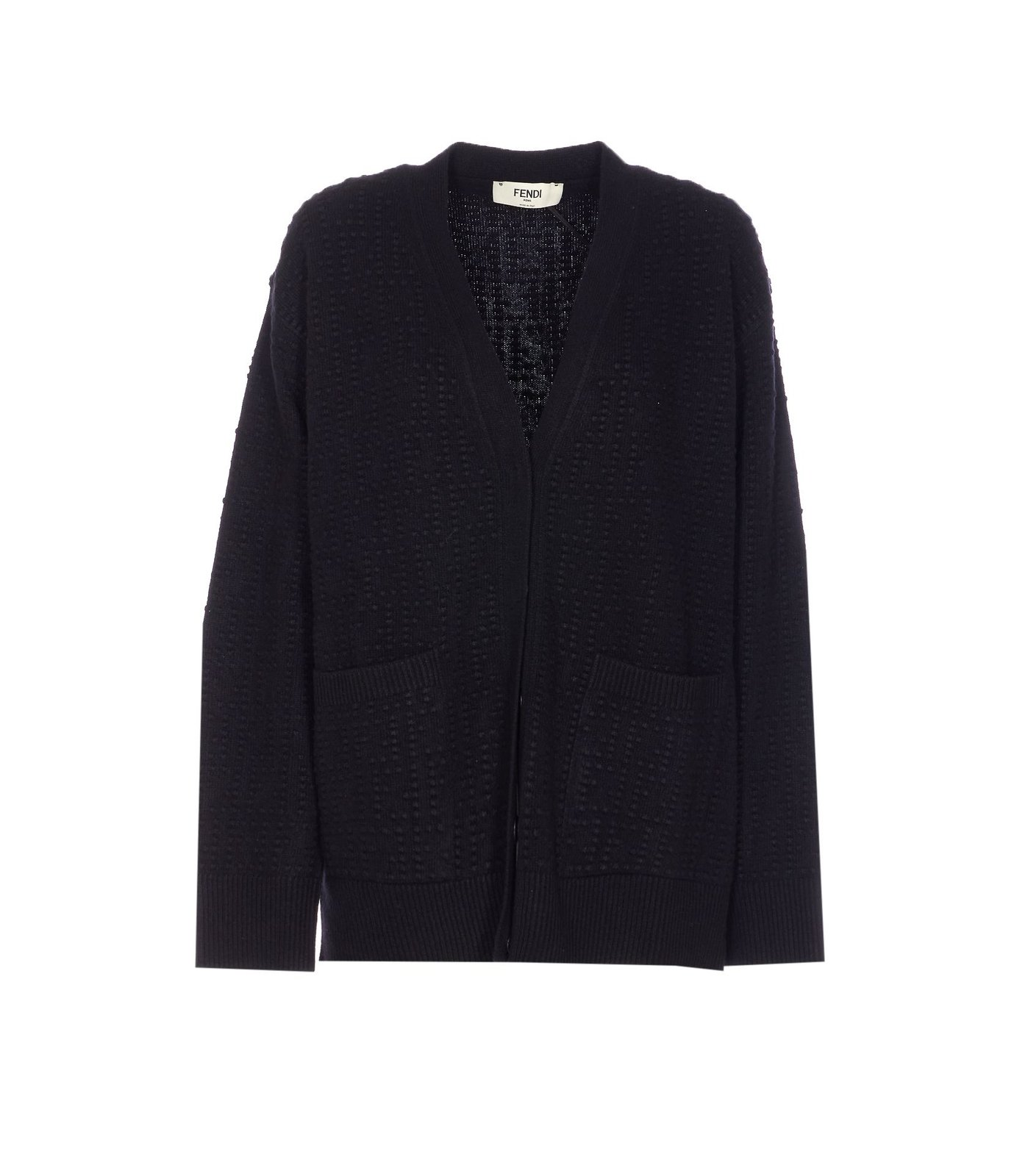 Textured Knit Cardigan with Deep V-Neckline