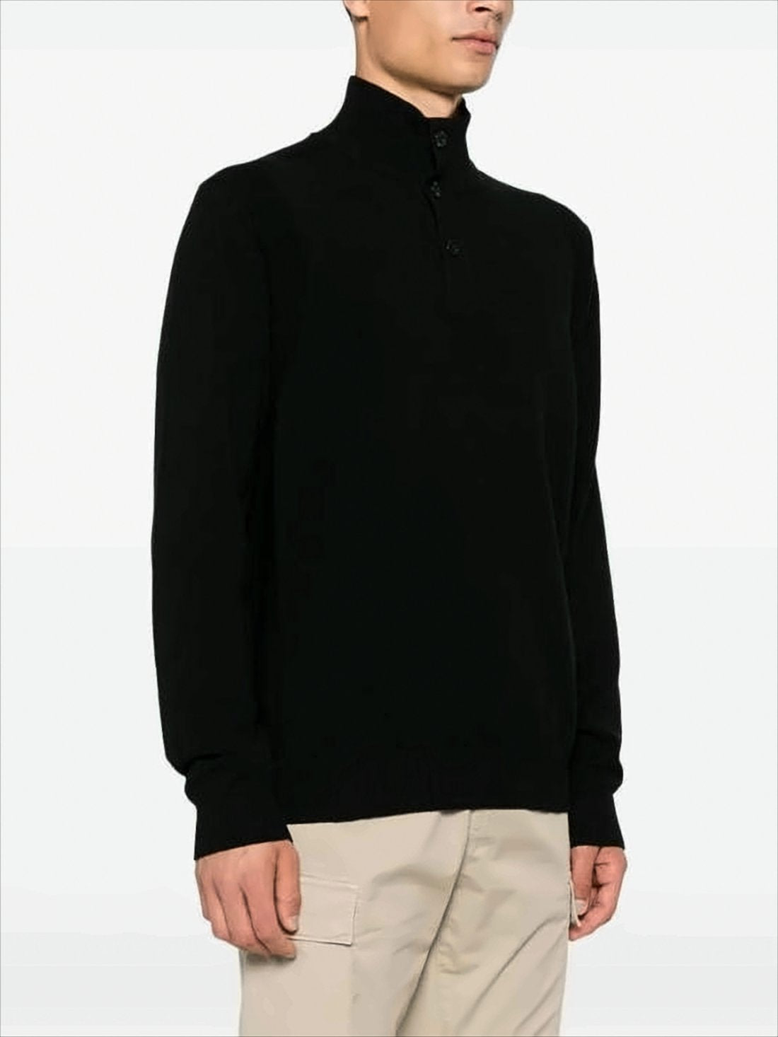 Black Turtleneck Sweater With Signature Patch