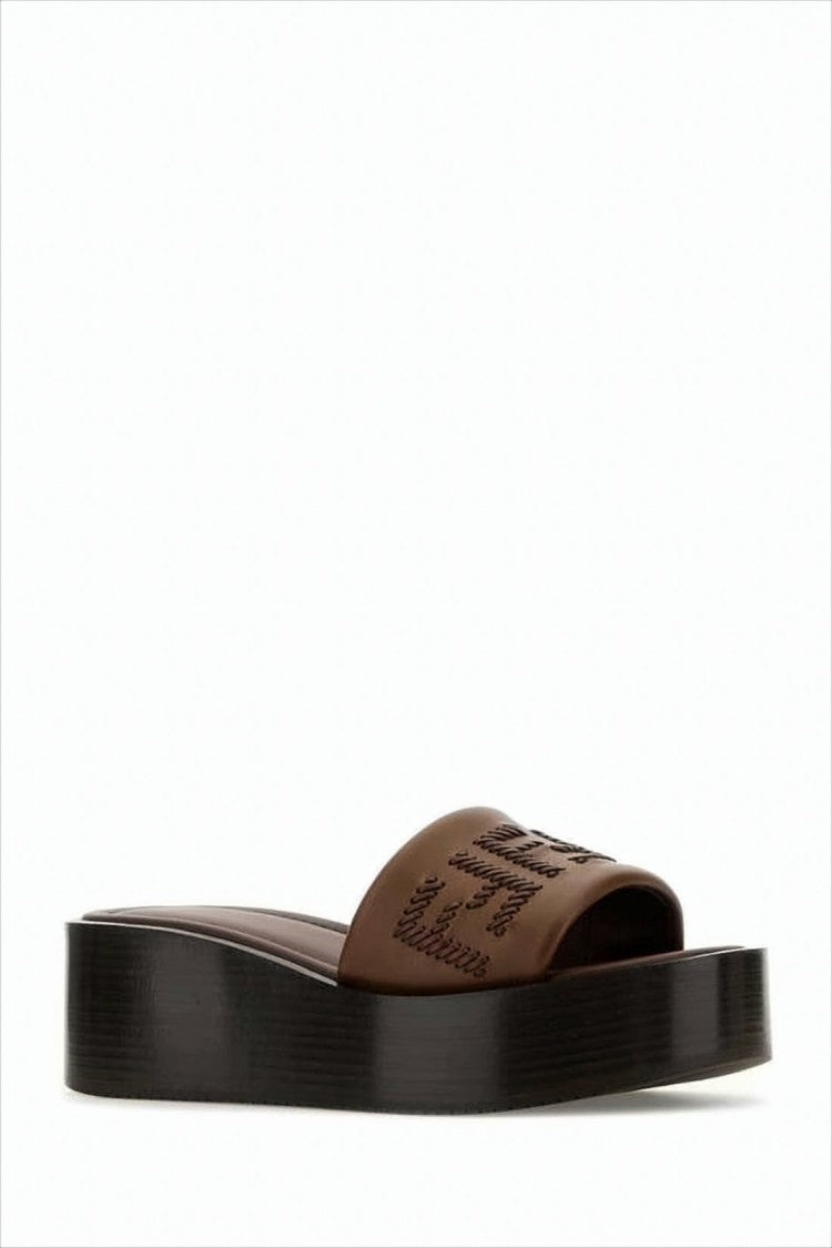 Intricate Stitched Platform Mule Sandals