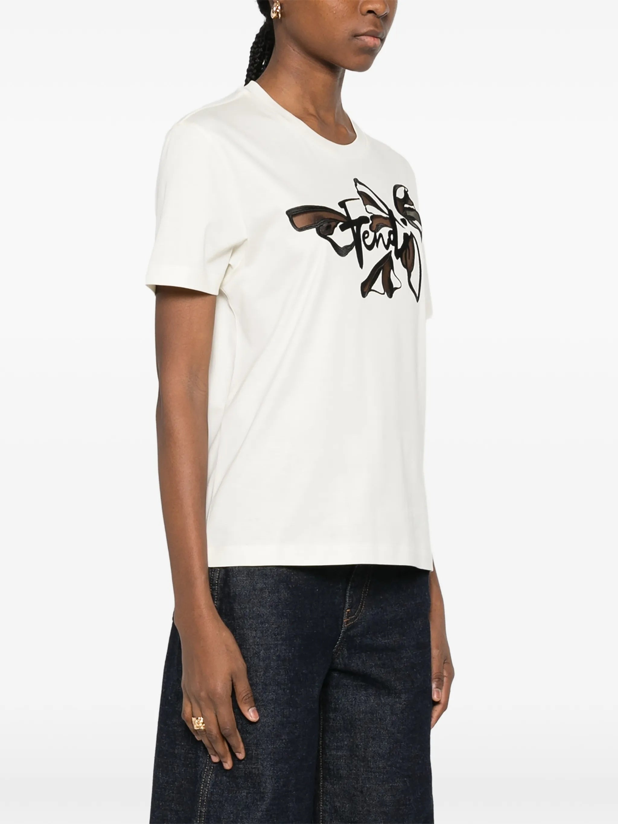 Nigthfly Off-White Abstract Butterfly Graphic T-Shirt