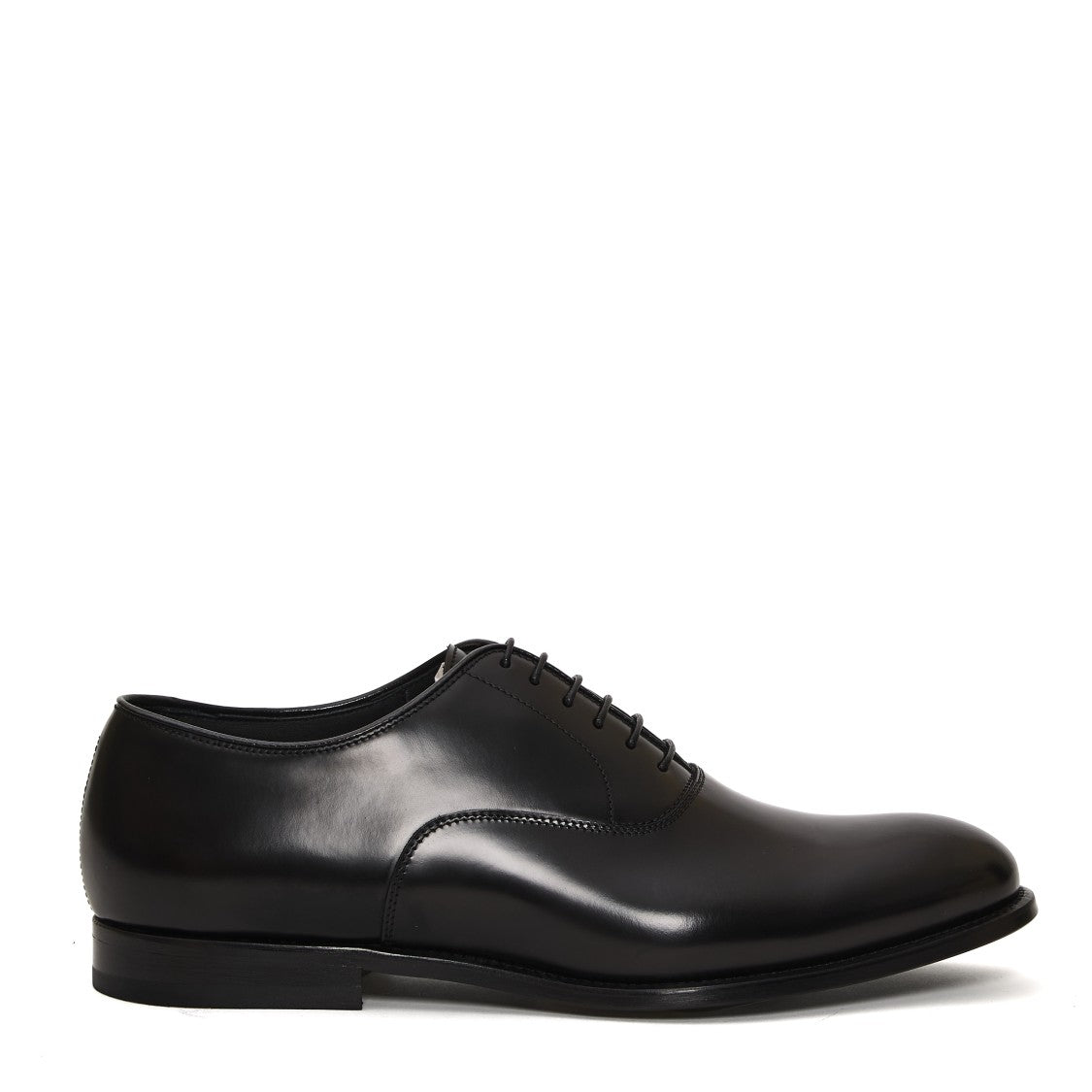 Smooth Black Leather Lace-Up Oxford Shoes