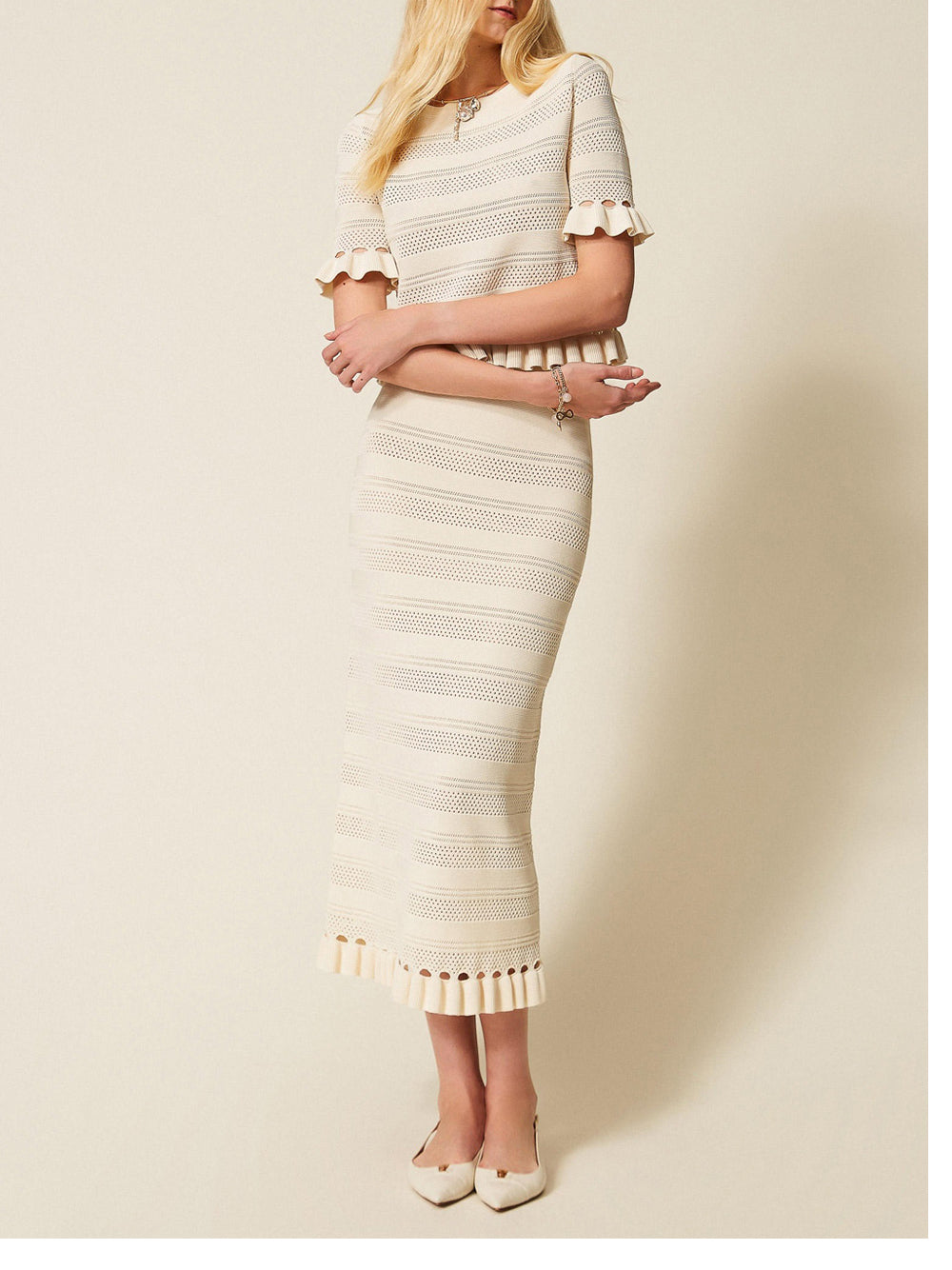 Knit Skirt with Punched Detailing