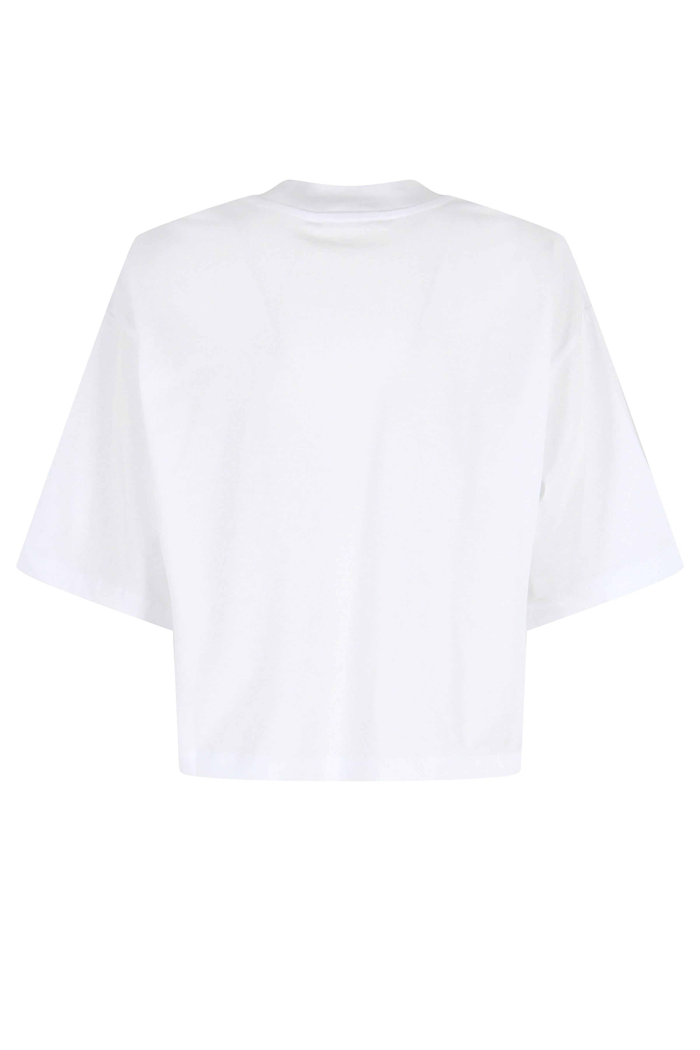 Cropped White T-Shirt With Bold Front Logo