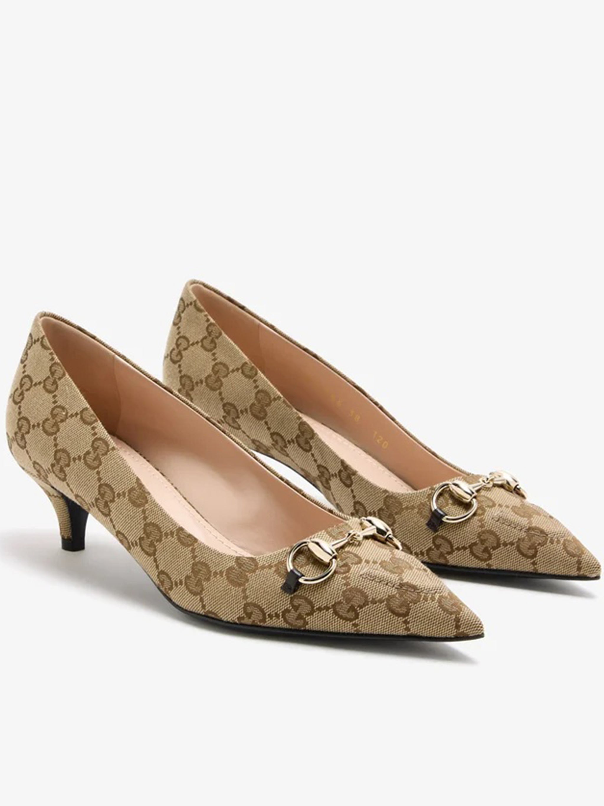 Beige Werin 55 Monogram Horsebit Pumps