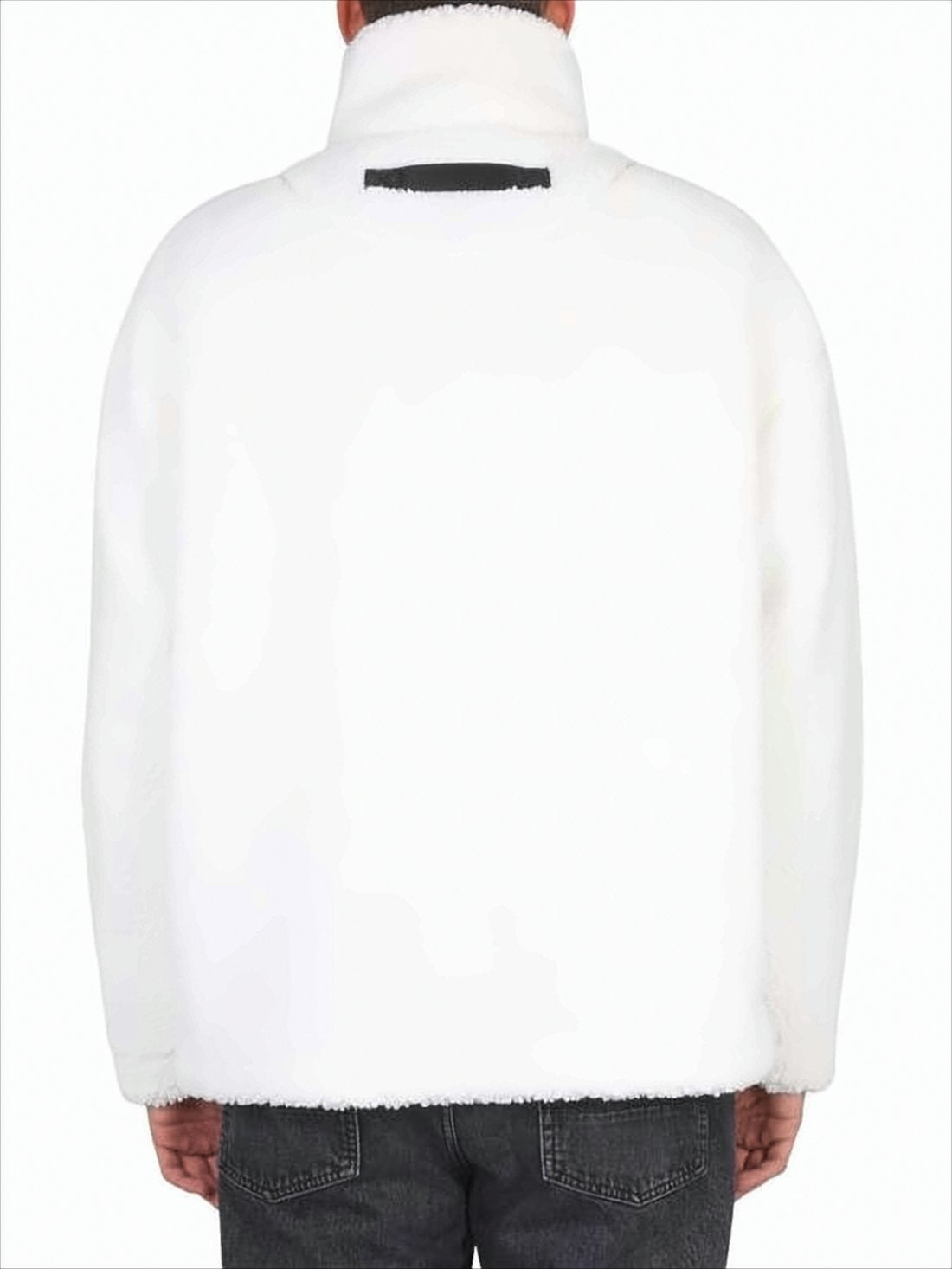Textured White Jacket with High Collar
