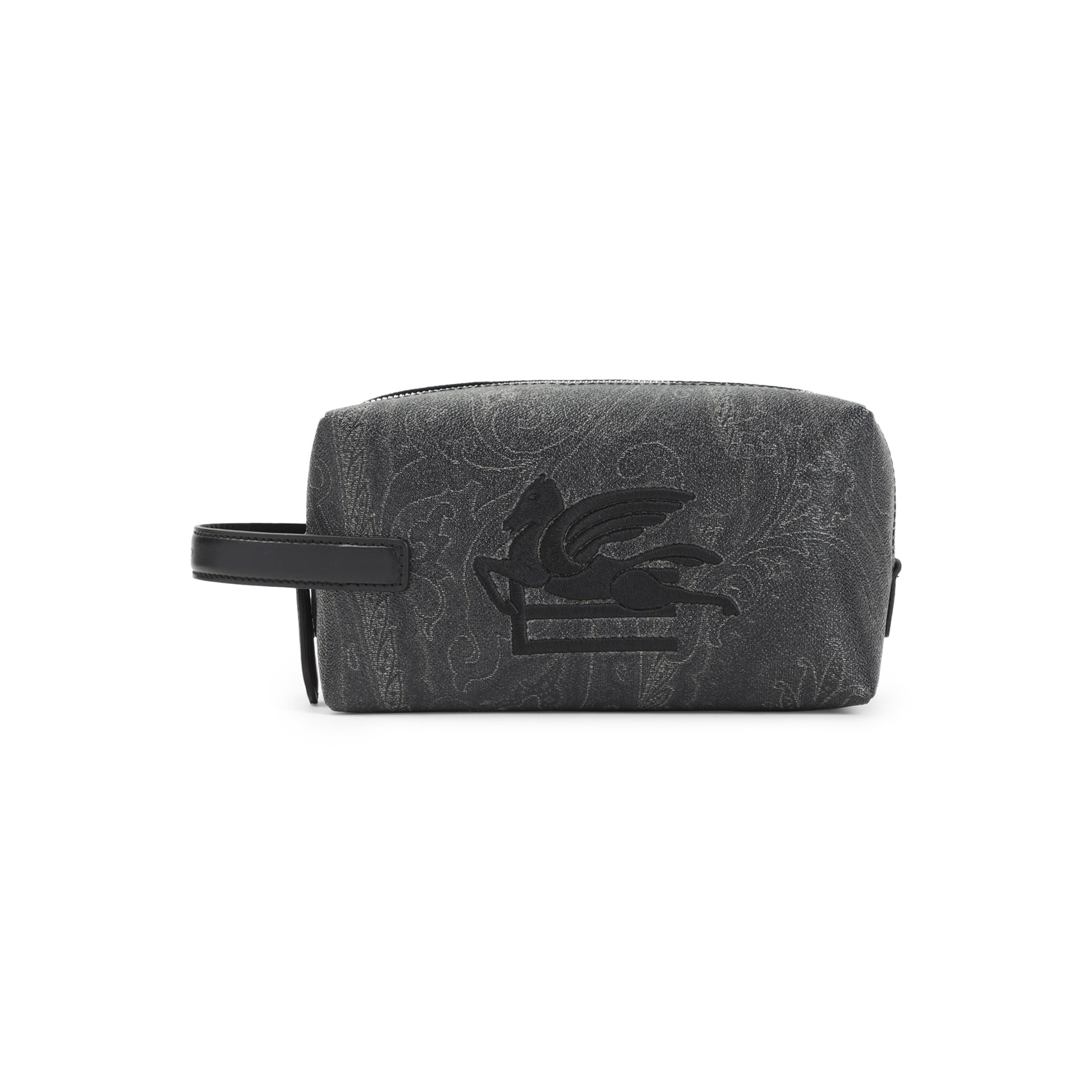 Rectangular Grey Cotton Blend Clutch with Paisley Pattern