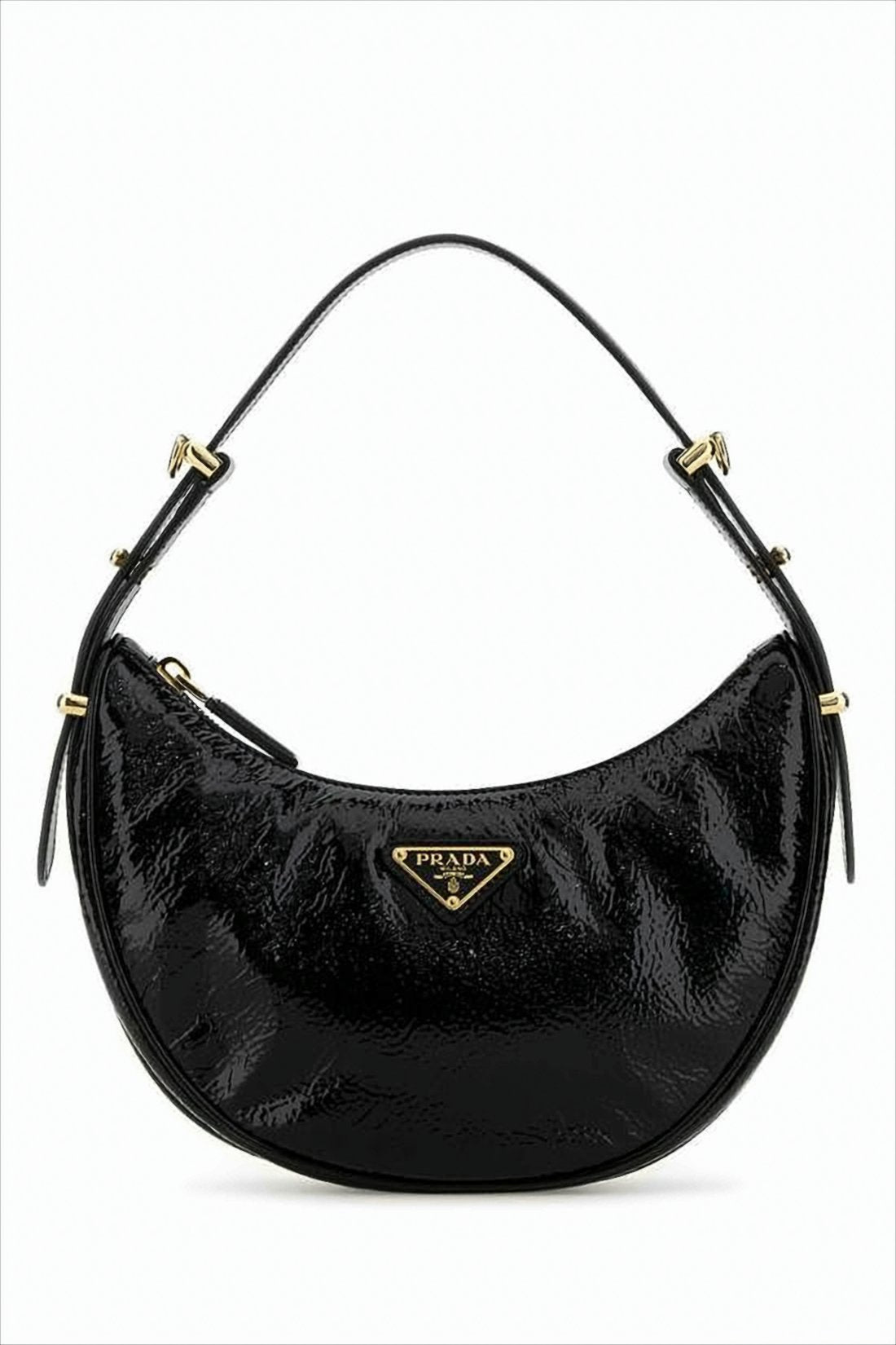 Crescent Shape Black Lambskin Shoulder Bag