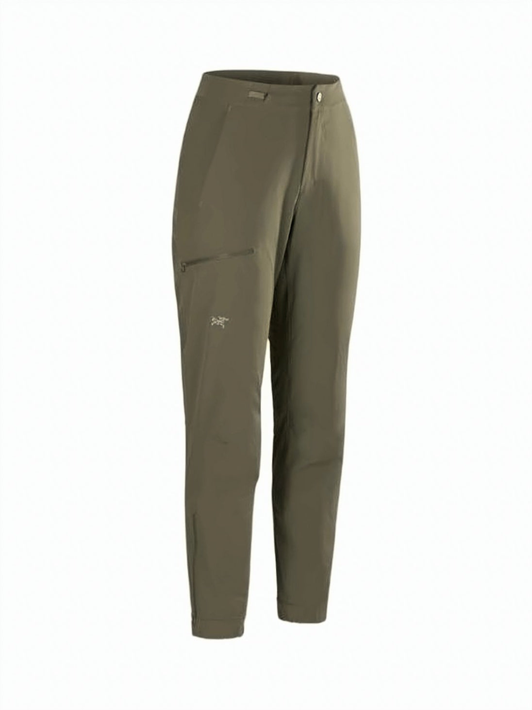 Mid-Rise Green Straight Pants