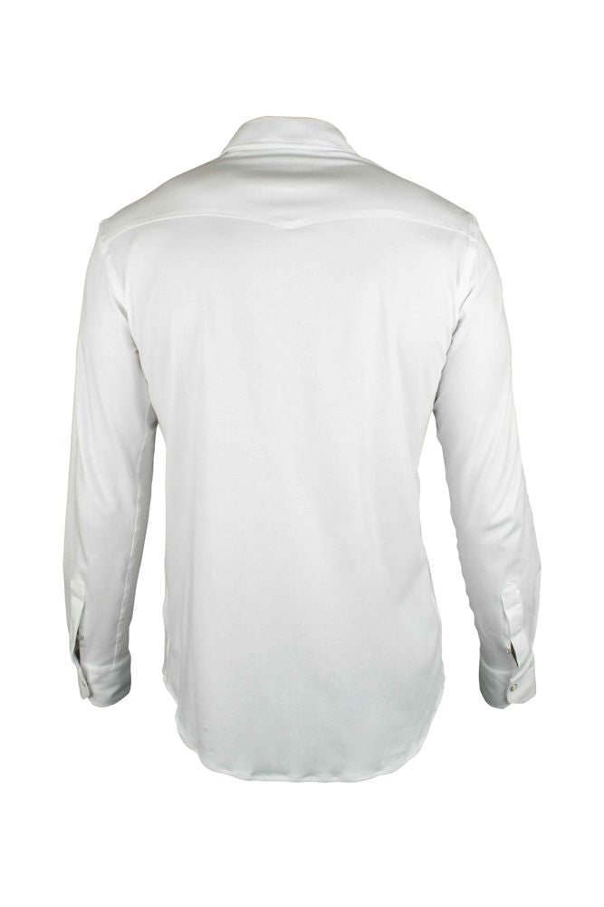 Tight-Fit White Cotton Shirt With Patch Pockets