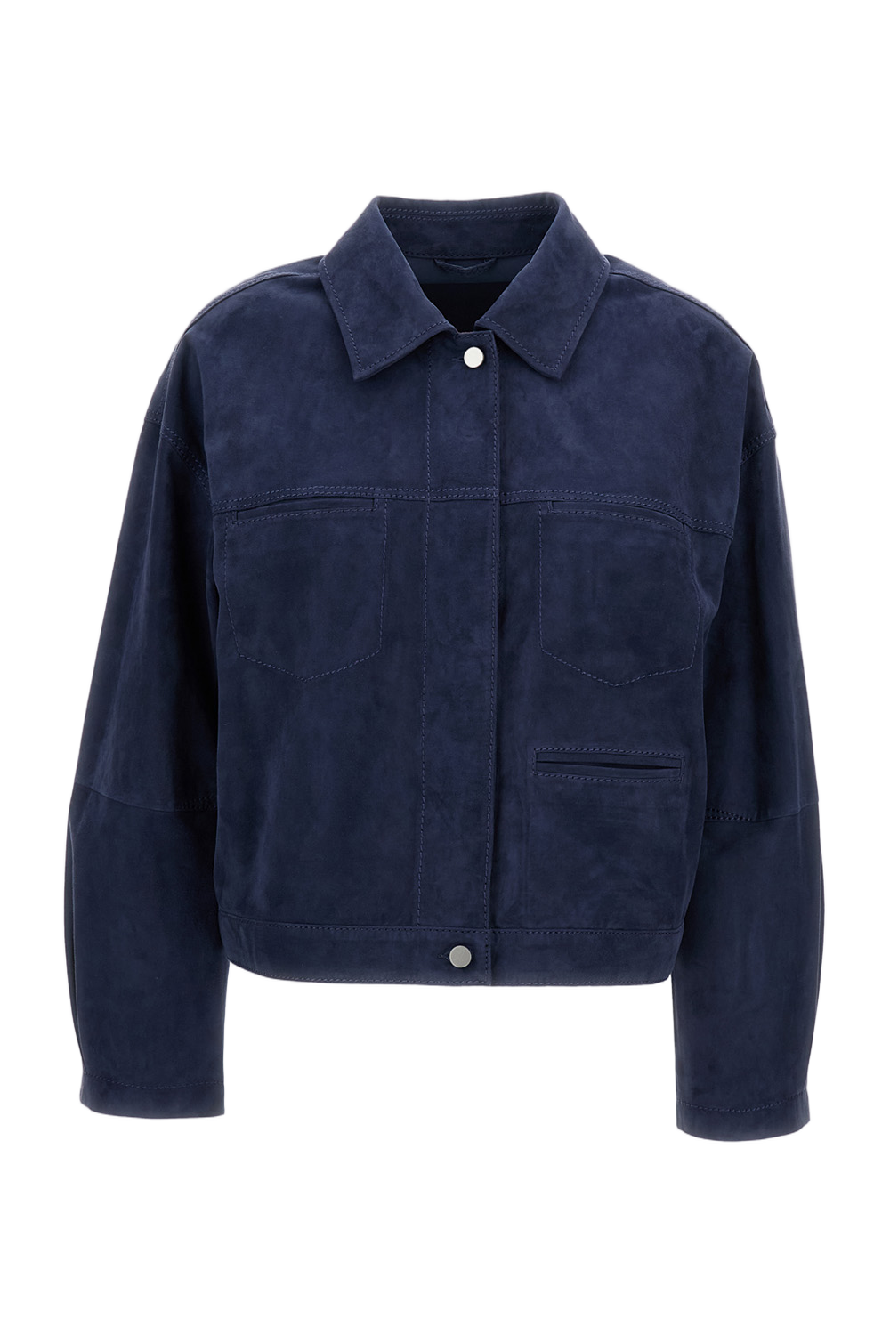 Tailored Blue Jacket with Smooth Texture